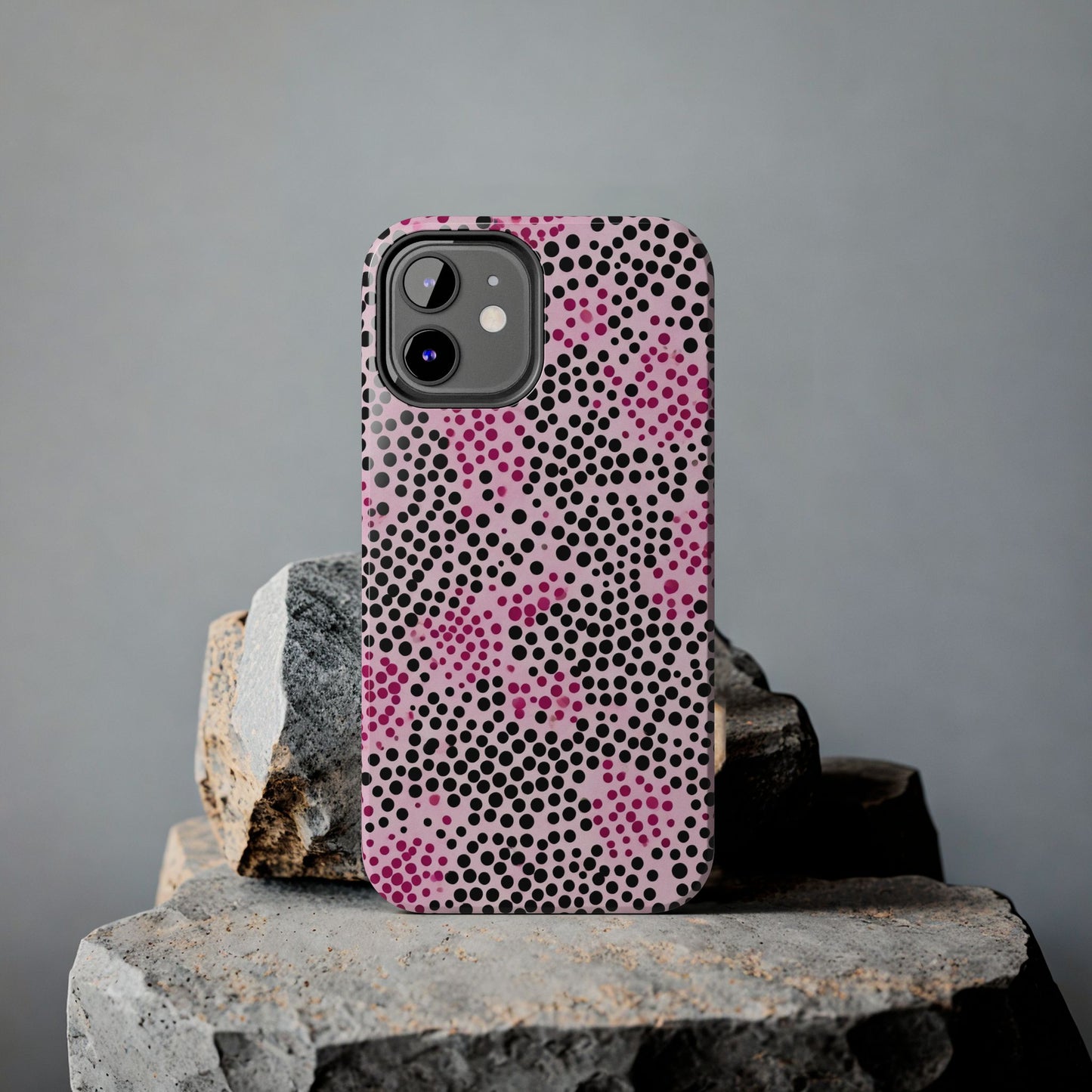 Pink and Black Dot Design Tough Phone Case