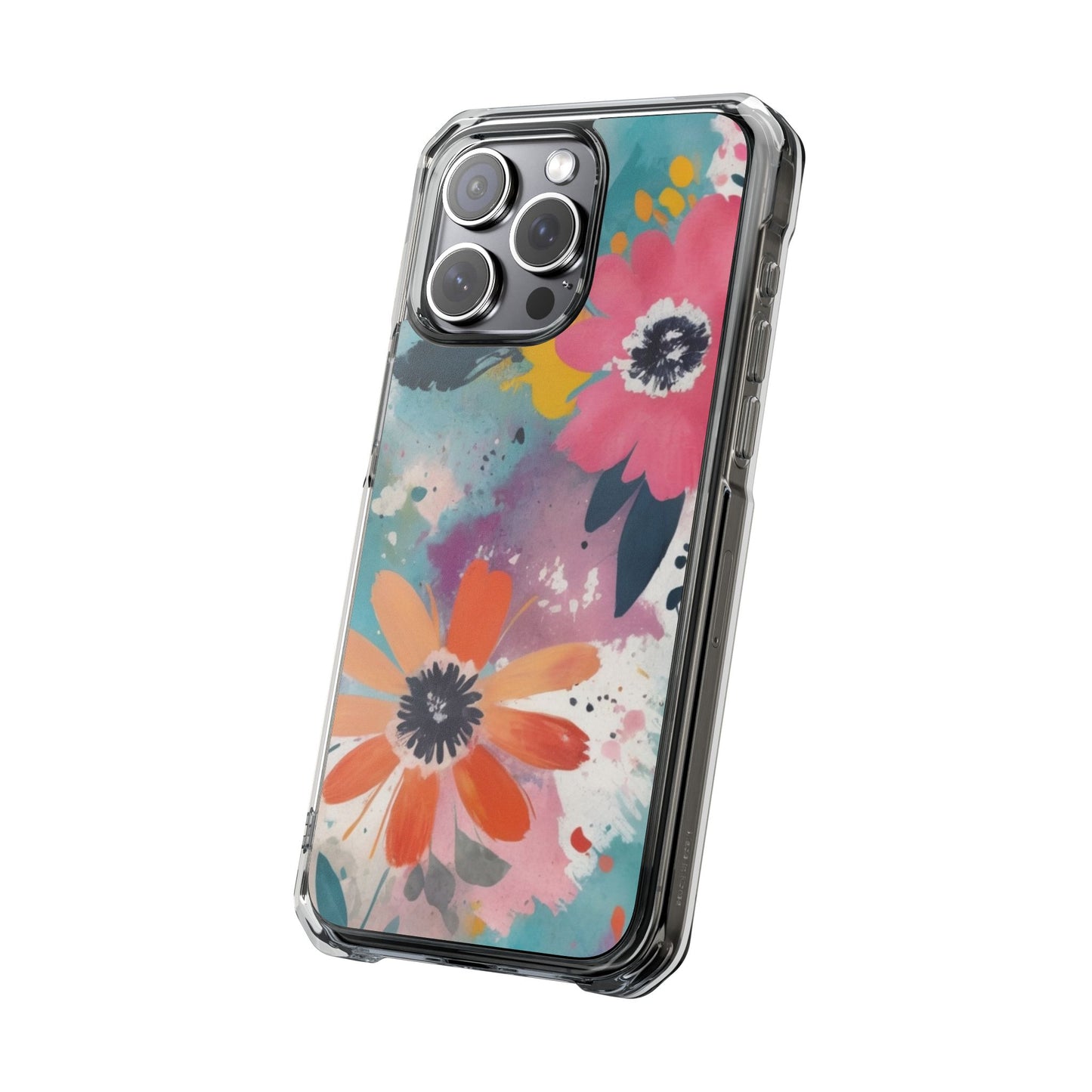 Vibrant Floral Magnetic Clear Impact Case for iPhone 16 15 14