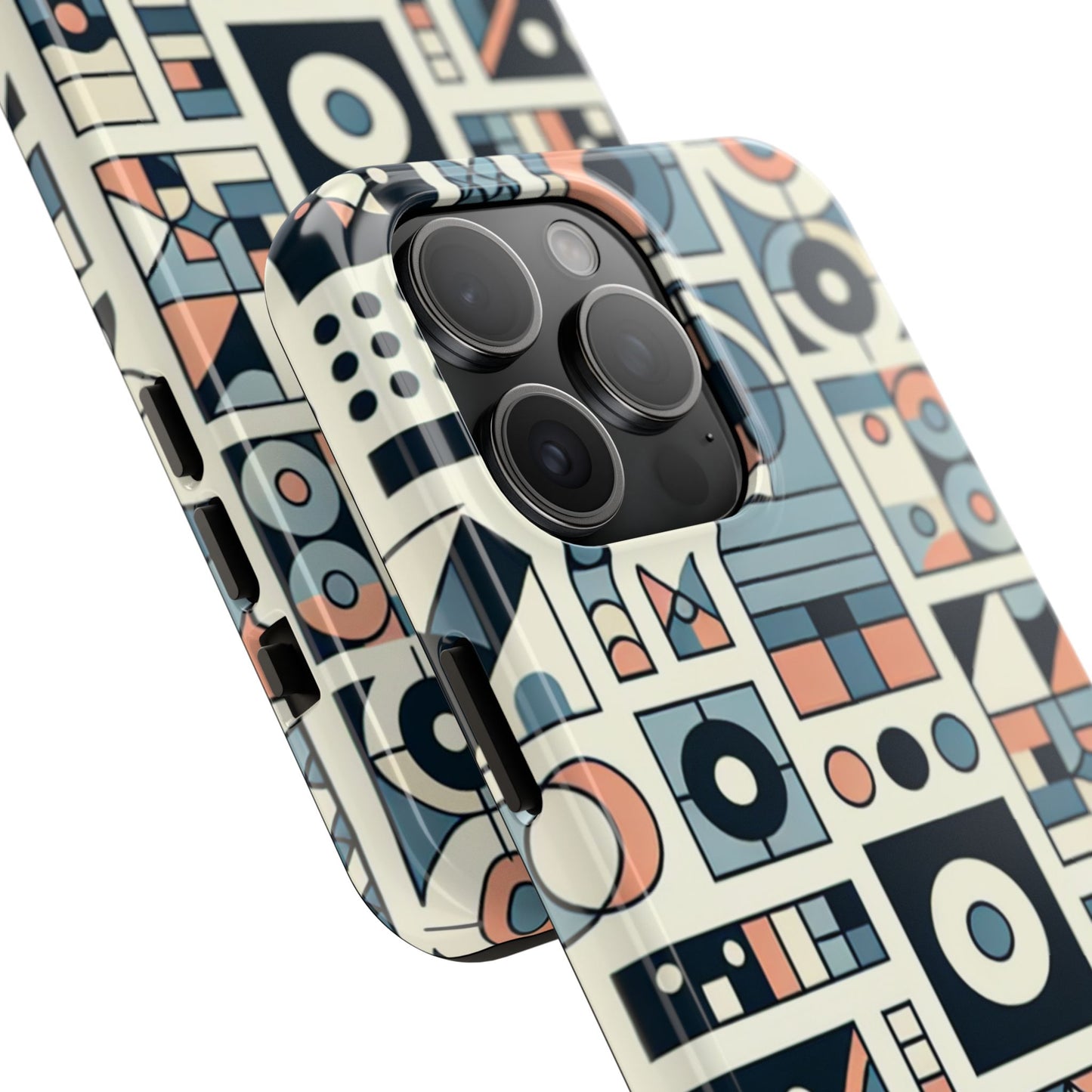 Geometric Print Tough Phone Case for iPhone 16 15 14 13 12 11 X 8 7 Samsung Galaxy S24 S23 S22 S21