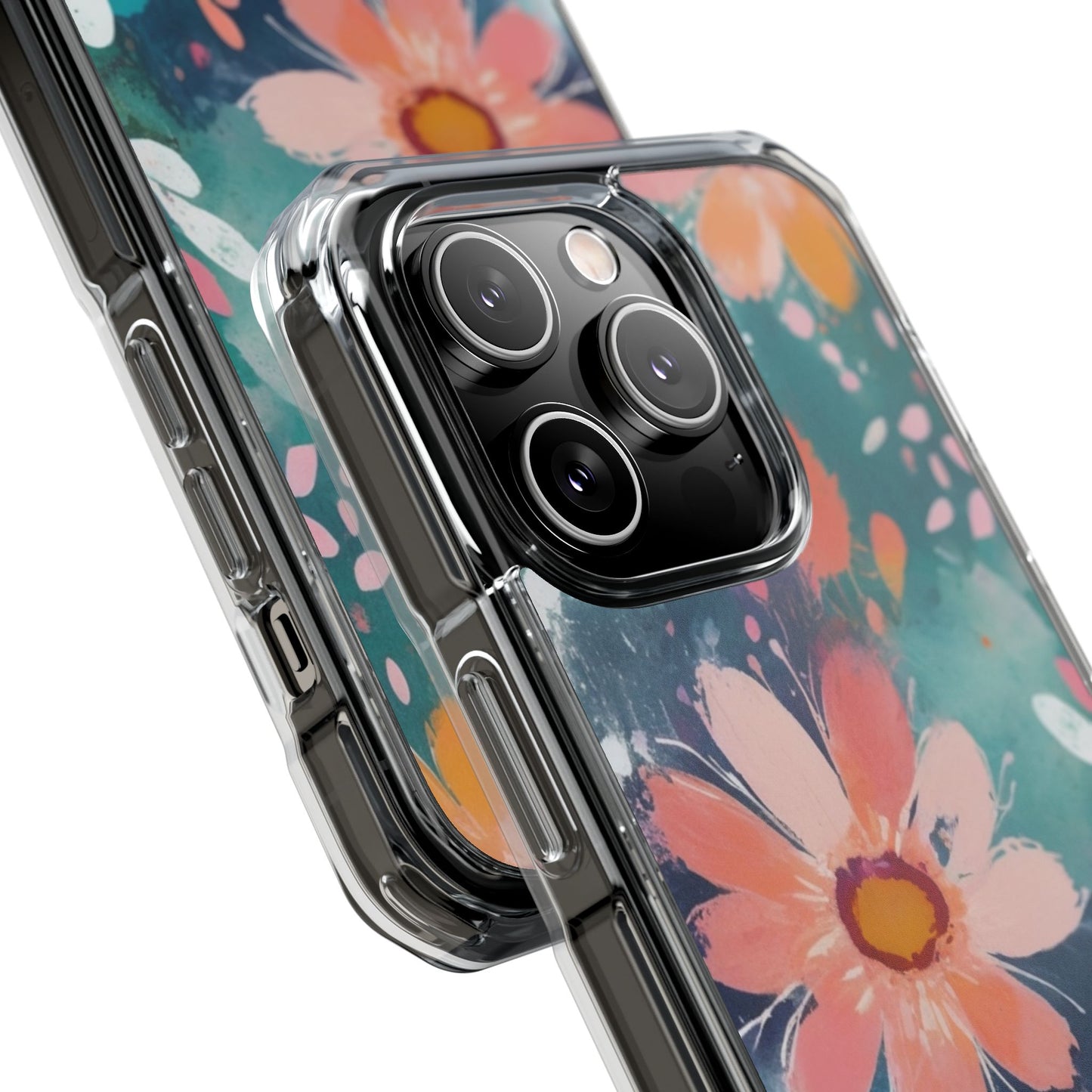Pastel Floral Magnetic Clear Impact Case for iPhone 16 15 14