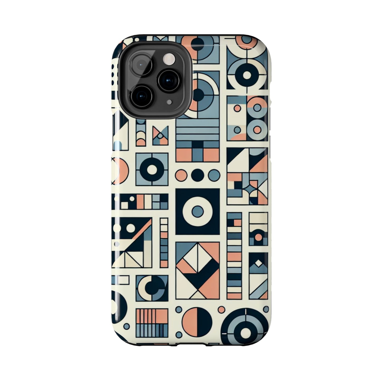 Geometric Print Tough Phone Case for iPhone 16 15 14 13 12 11 X 8 7 Samsung Galaxy S24 S23 S22 S21