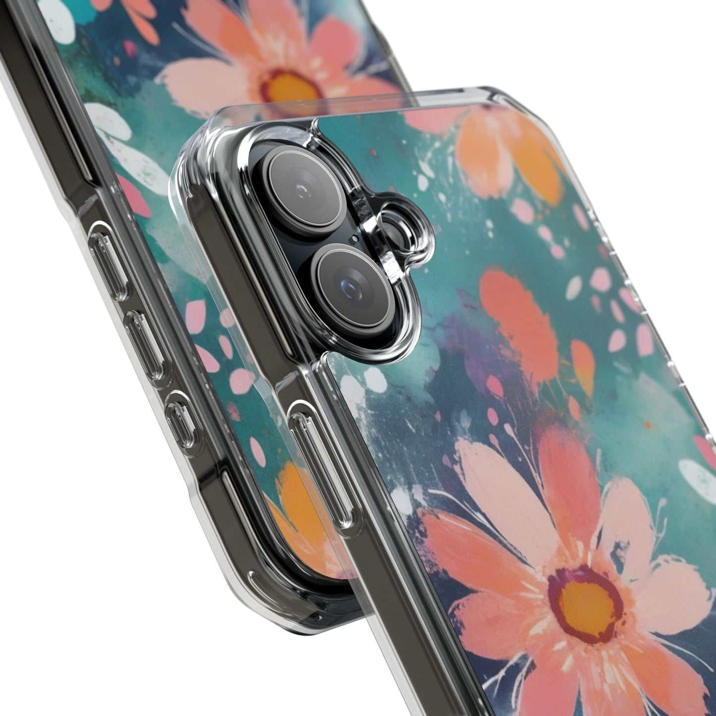 Pastel Floral Magnetic Clear Impact Case for iPhone 16 15 14