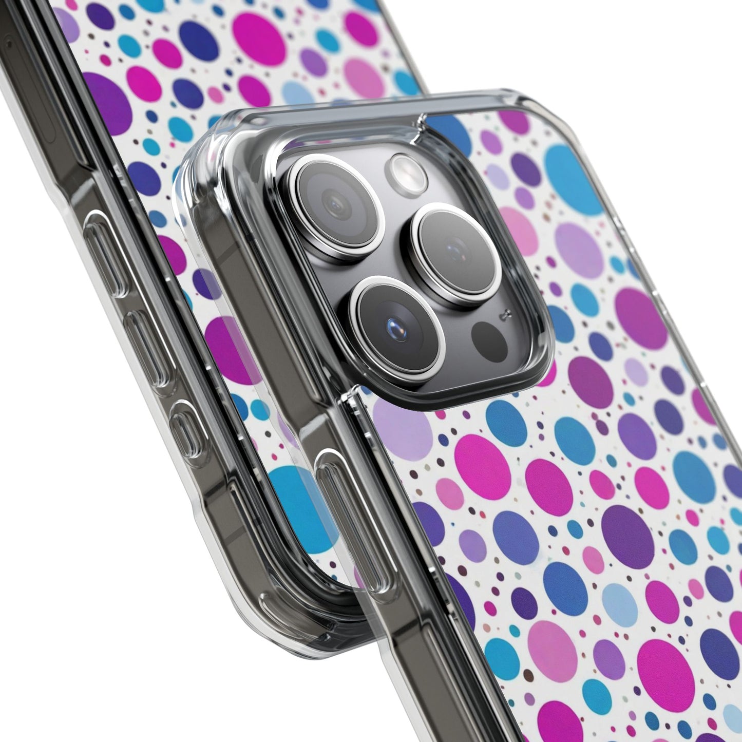 Polka Dot Design Magnetic Clear Impact Case for iPhone 16 15 14