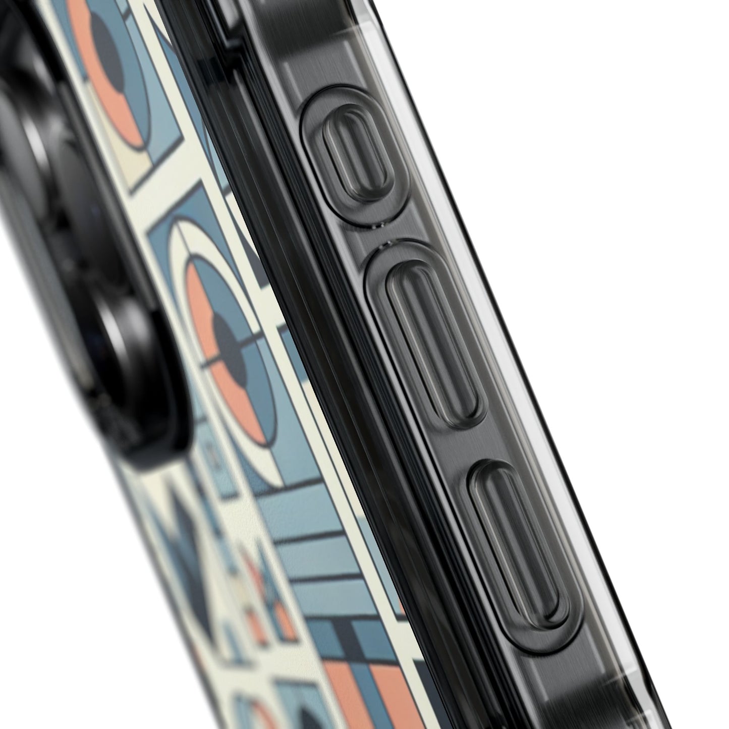 Geometric Print Magnetic Clear Impact Case for iPhone 16 15 14
