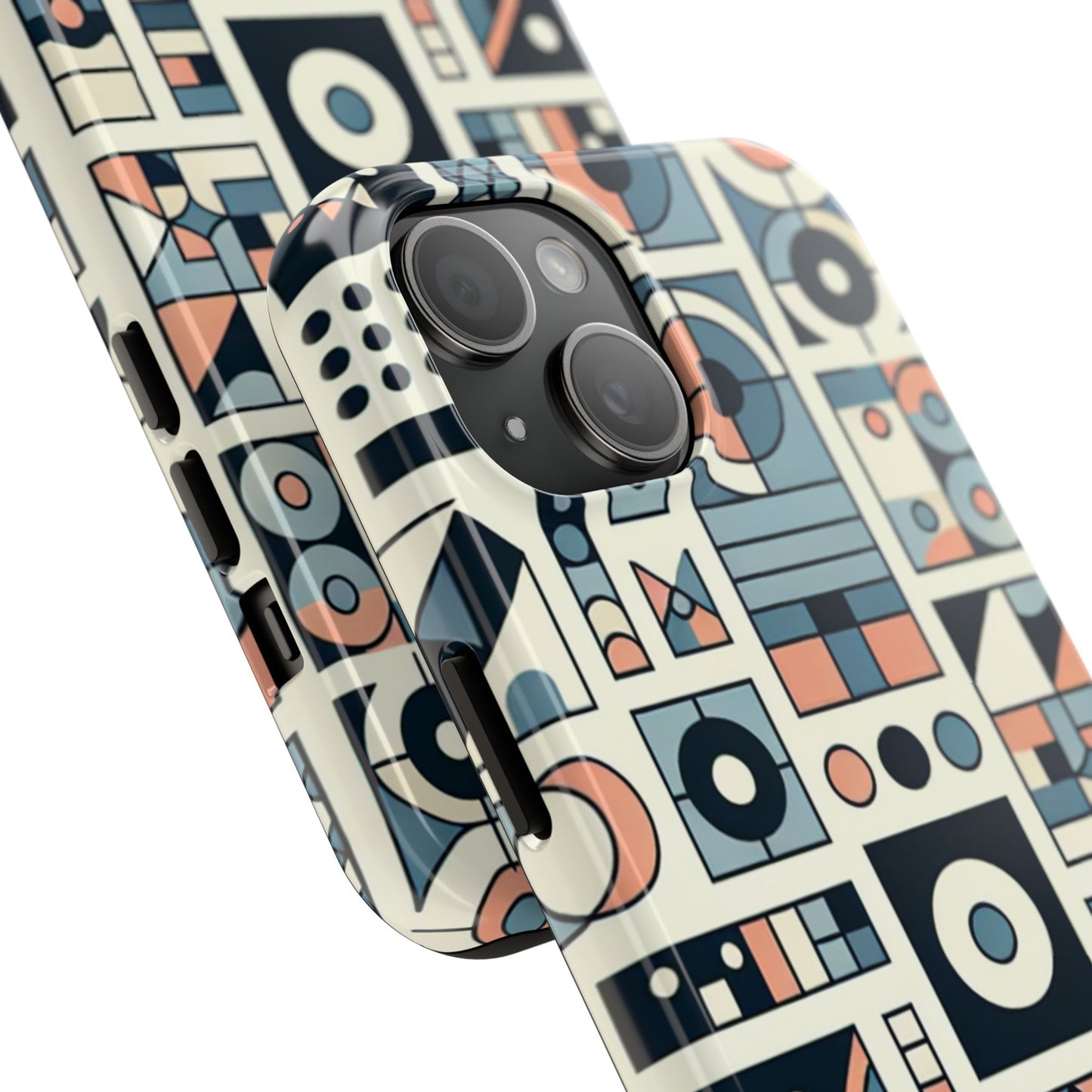 Geometric Print Tough Phone Case for iPhone 16 15 14 13 12 11 X 8 7 Samsung Galaxy S24 S23 S22 S21