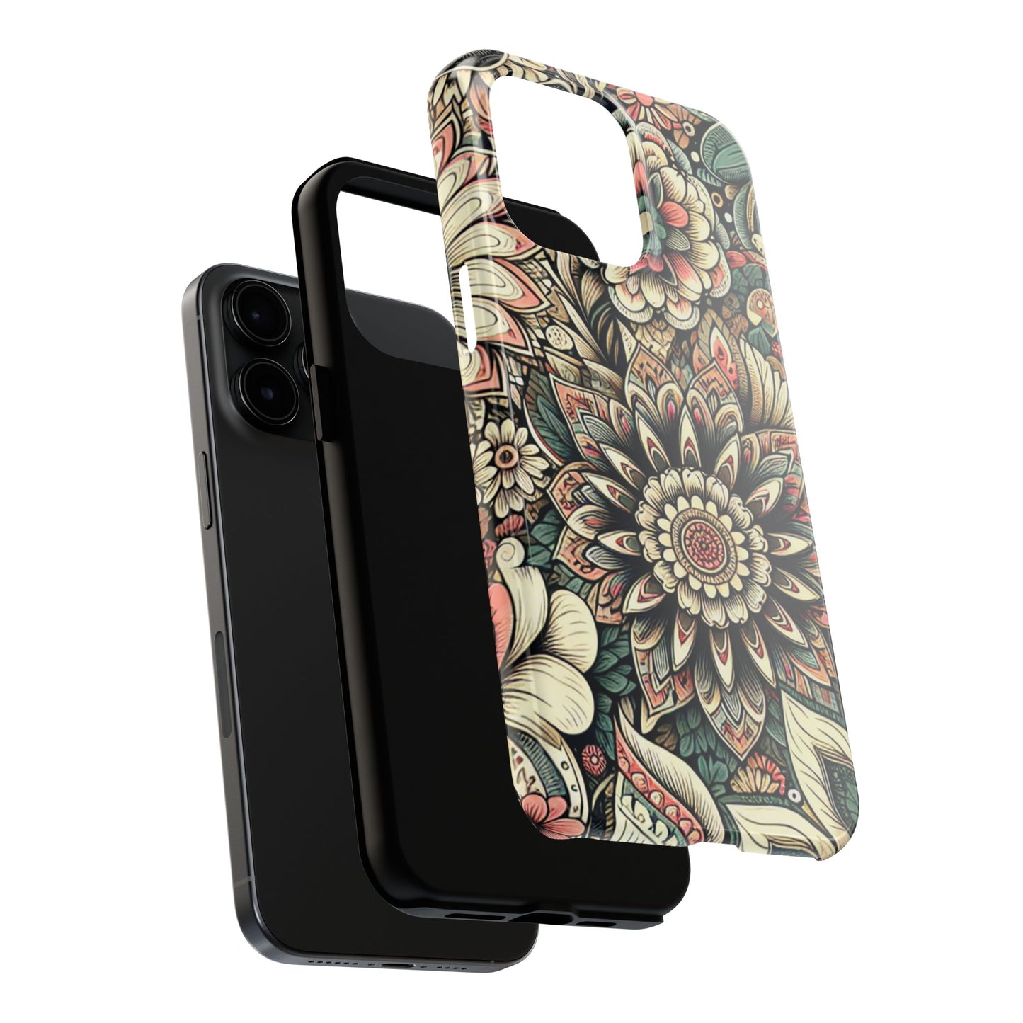 Boho Floral Tough Case for iPhone 16 15 14 13 12 11 X 8 7 Samsung Galaxy S24 S23 S22 S21