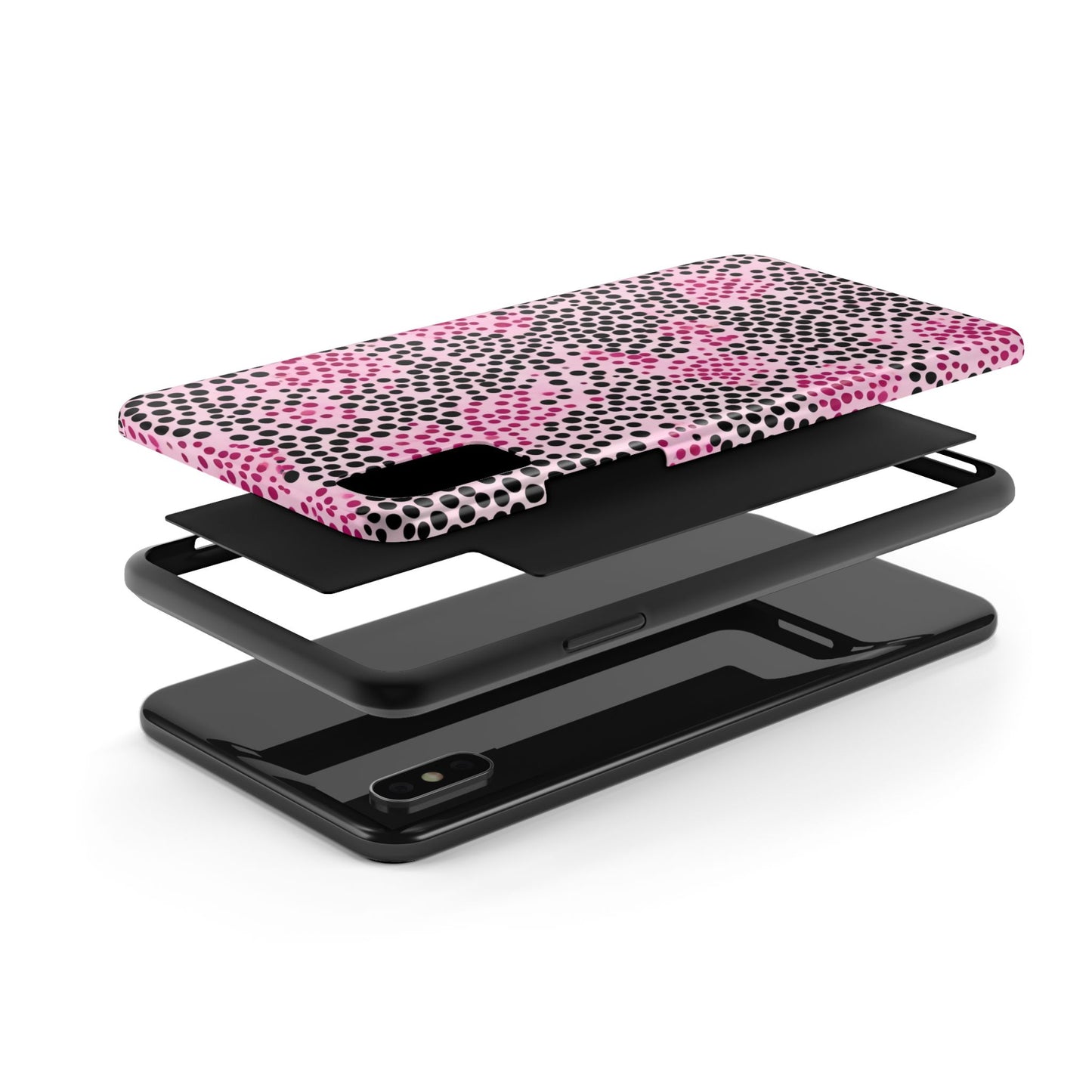 Pink and Black Dot Design Tough Phone Case