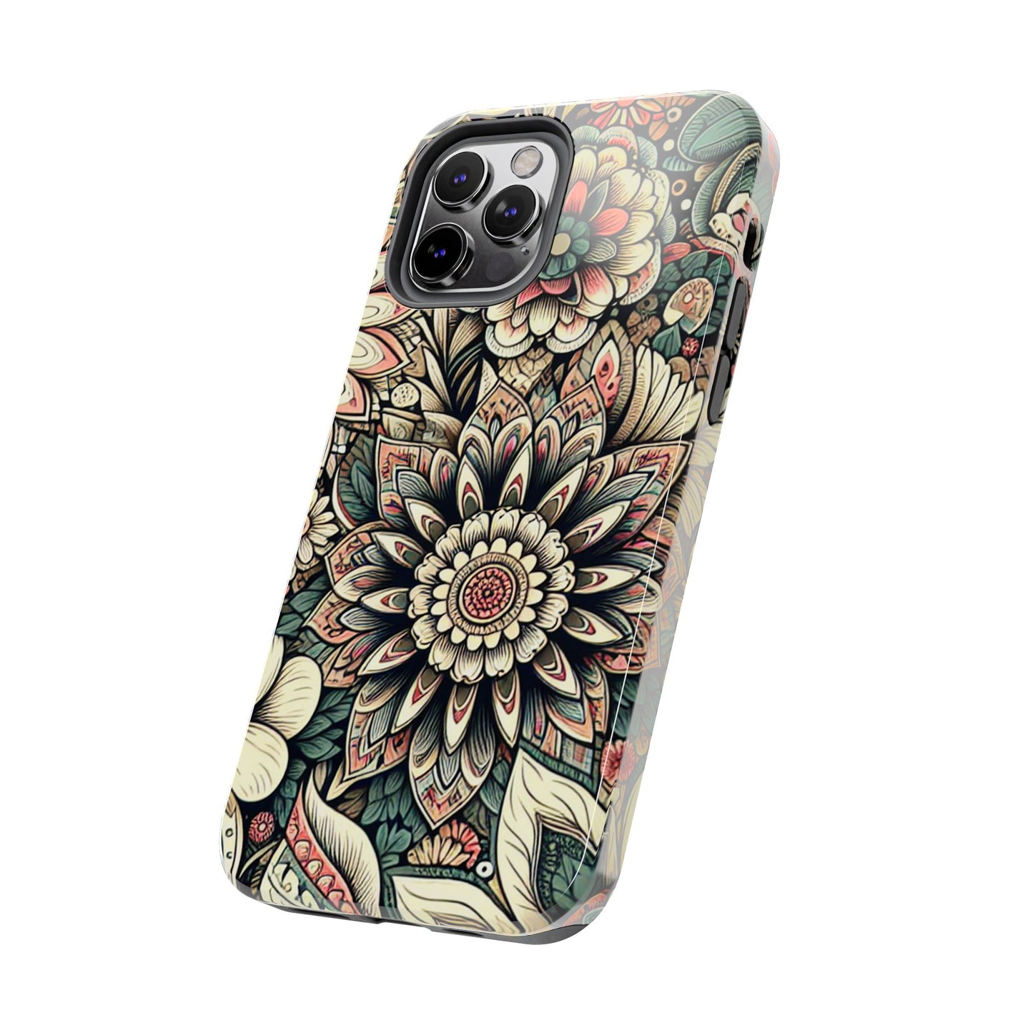 Boho Floral Tough Case for iPhone 16 15 14 13 12 11 X 8 7 Samsung Galaxy S24 S23 S22 S21