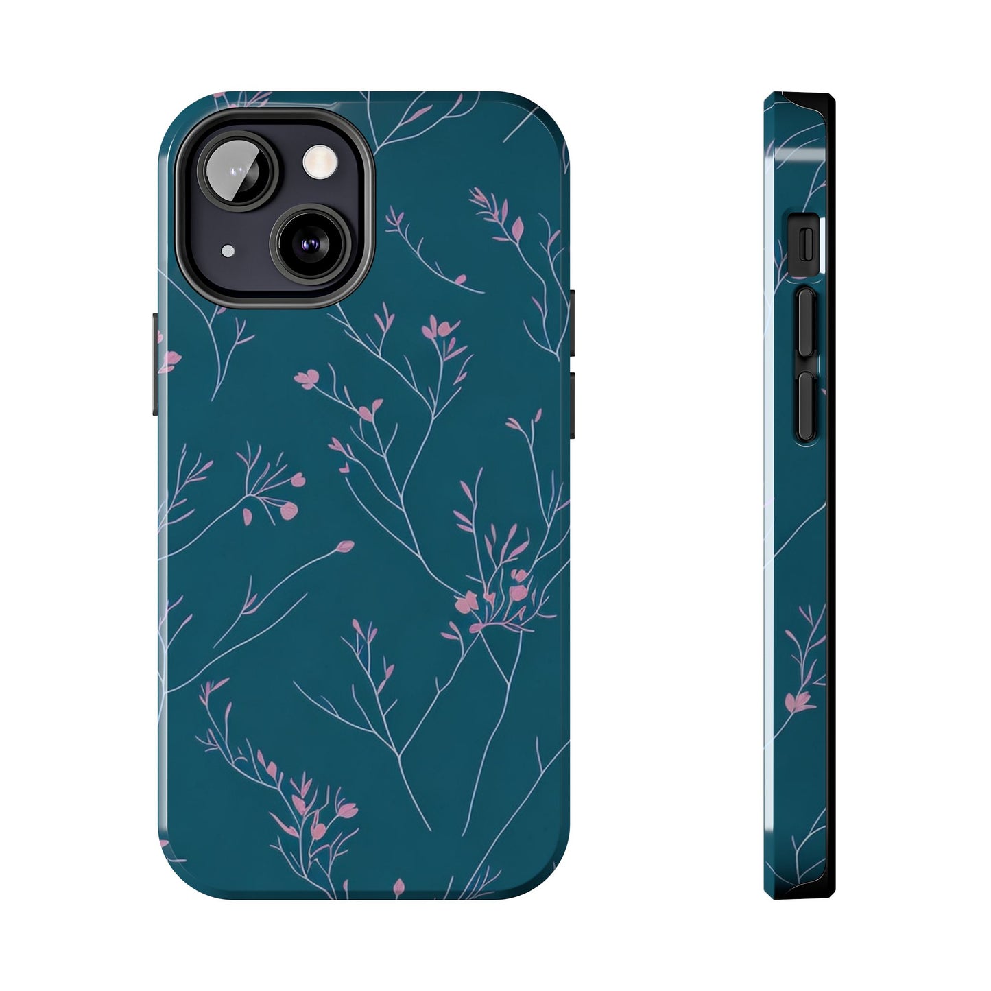 Teal Floral Tough Phone Case