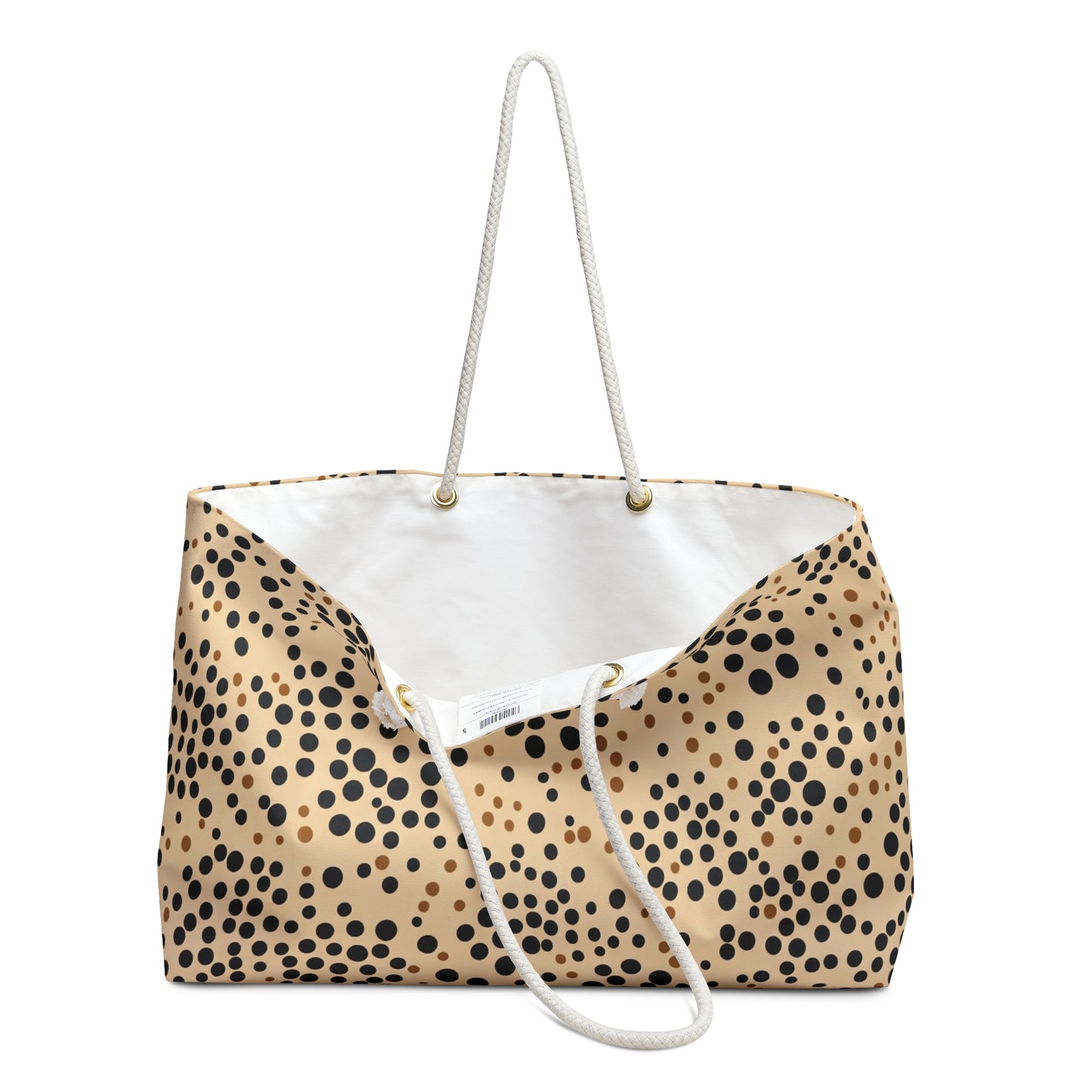 Tan and Black Polka Dot Weekender Bag