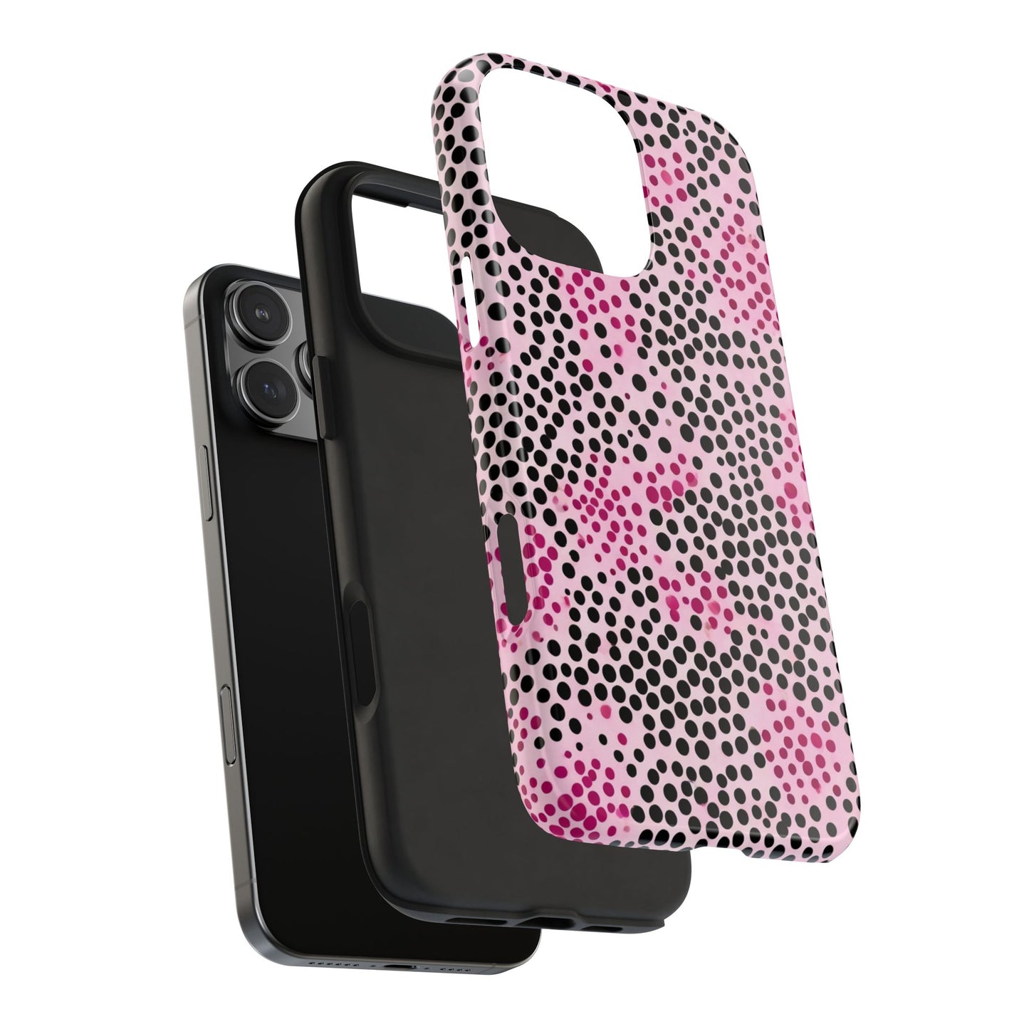 Pink and Black Dot Design Tough Phone Case