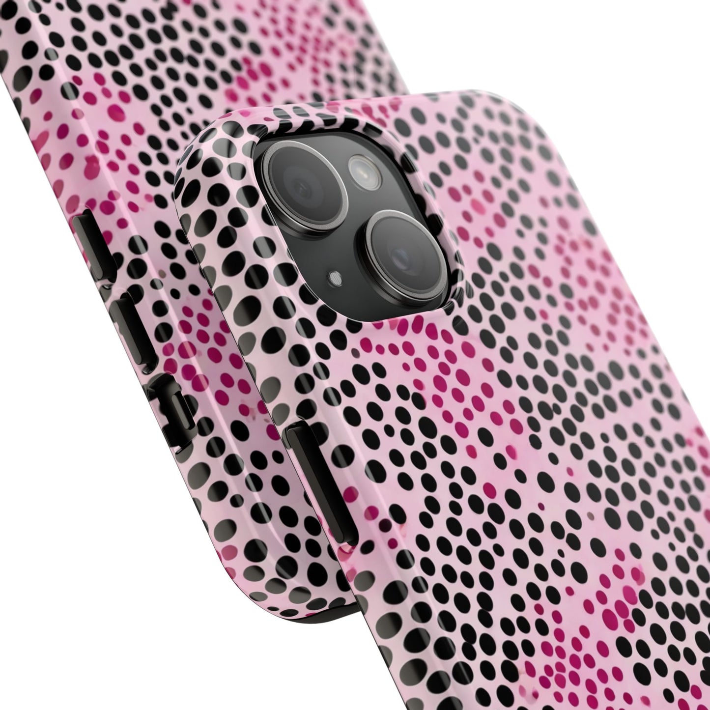 Pink and Black Dot Design Tough Phone Case