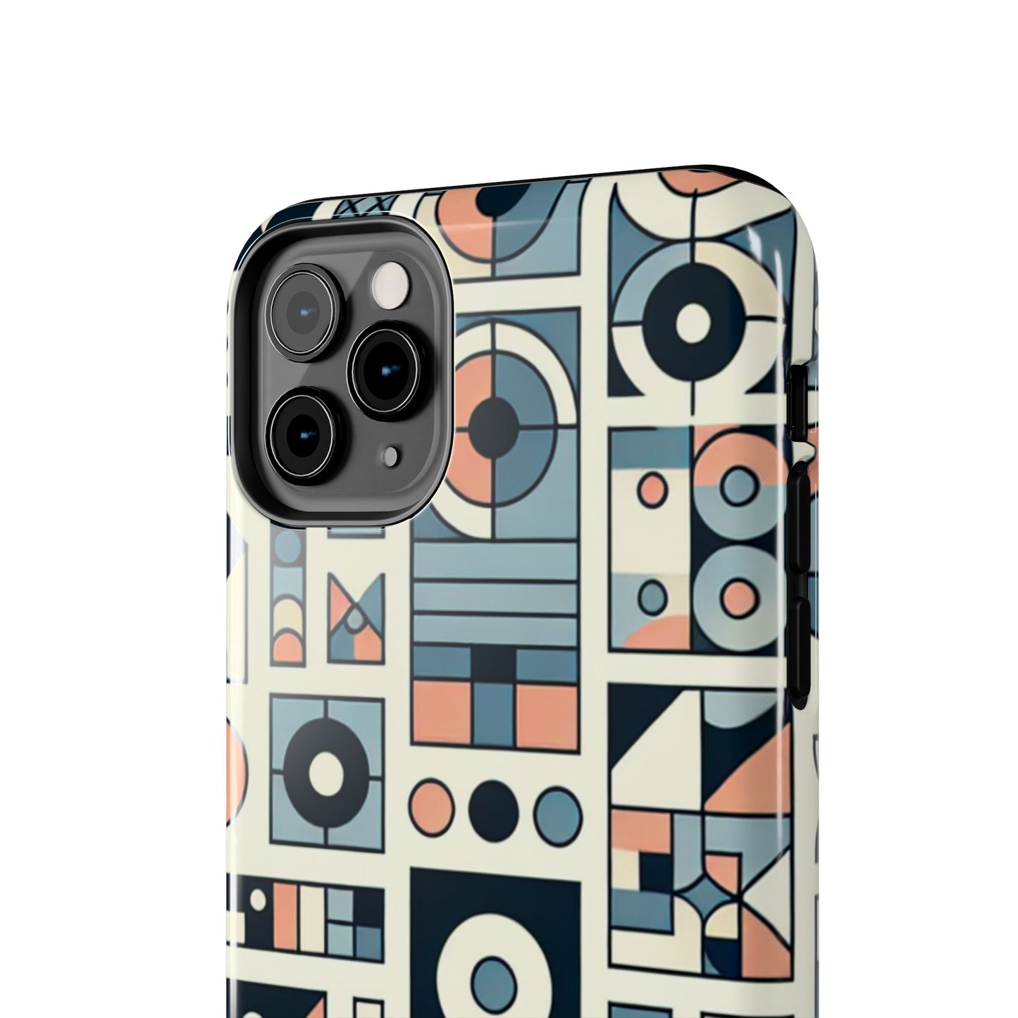 Geometric Print Tough Phone Case for iPhone 16 15 14 13 12 11 X 8 7 Samsung Galaxy S24 S23 S22 S21