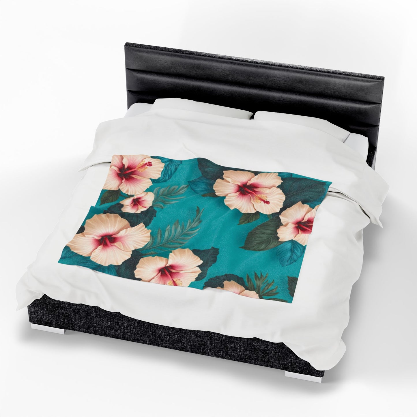 Tropical Floral Velveteen Plush Blanket - Cozy Floral Decor for Home