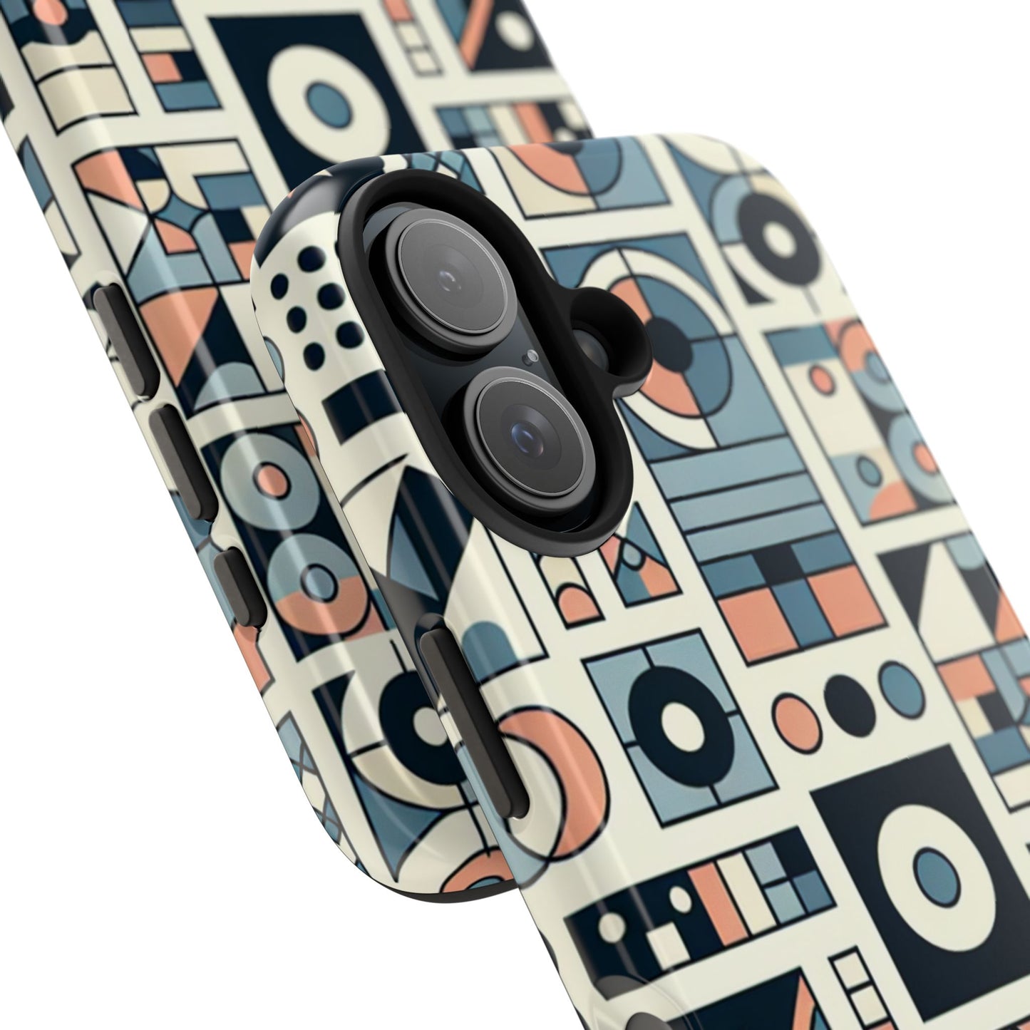 Geometric Print Tough Phone Case for iPhone 16 15 14 13 12 11 X 8 7 Samsung Galaxy S24 S23 S22 S21