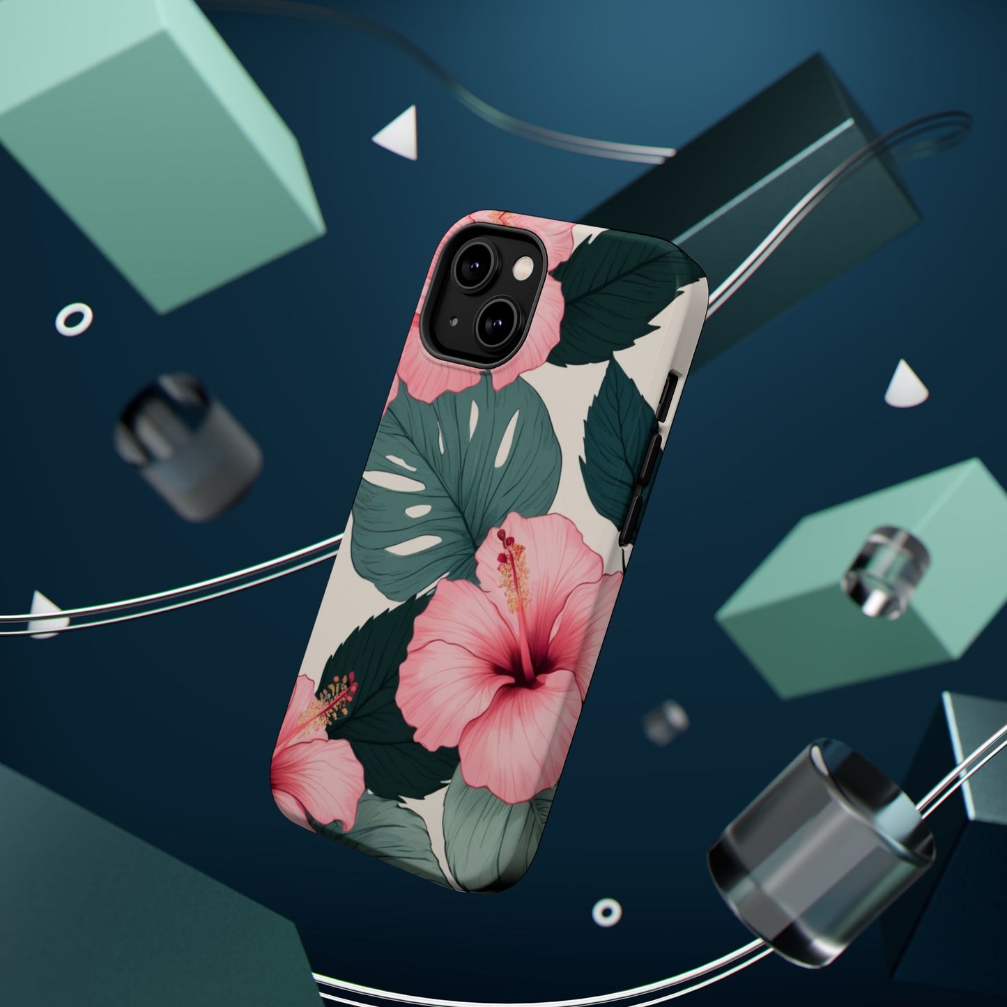 Tropical Hibiscus Magnetic Tough Phone Case for iPhone 13 14 15 16 Models