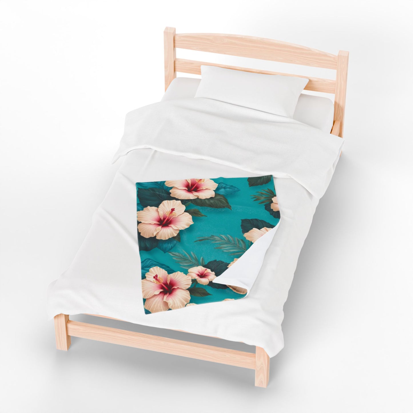 Tropical Floral Velveteen Plush Blanket - Cozy Floral Decor for Home