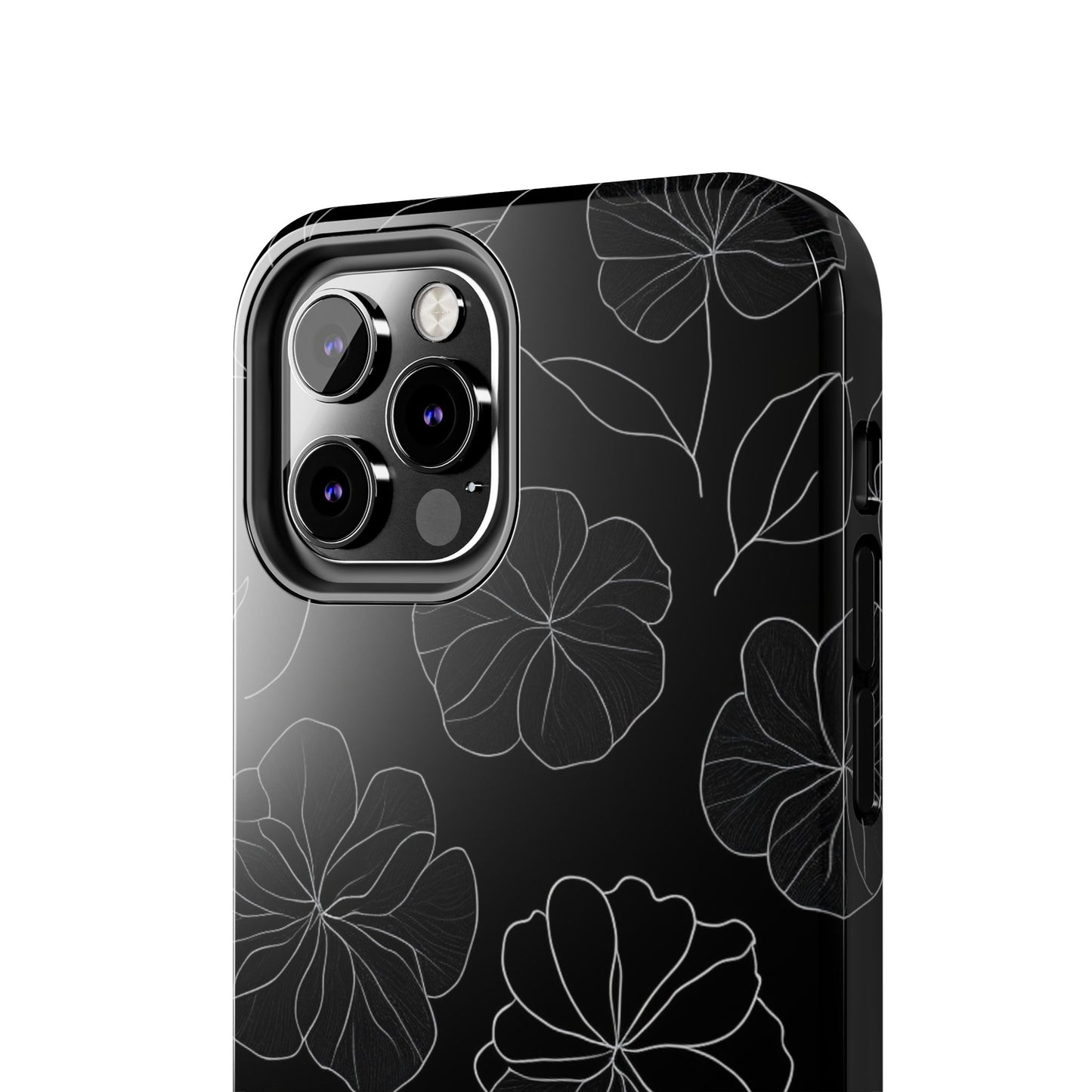 Black Floral Tough Phone Case