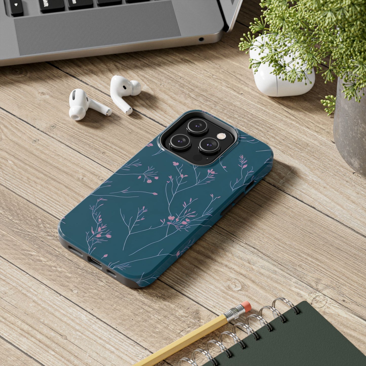 Teal Floral Tough Phone Case
