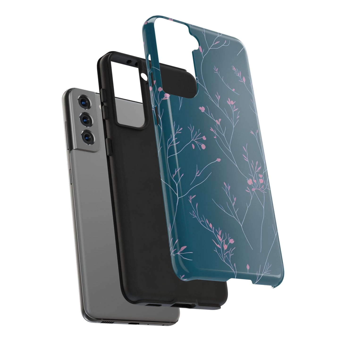 Teal Floral Tough Phone Case