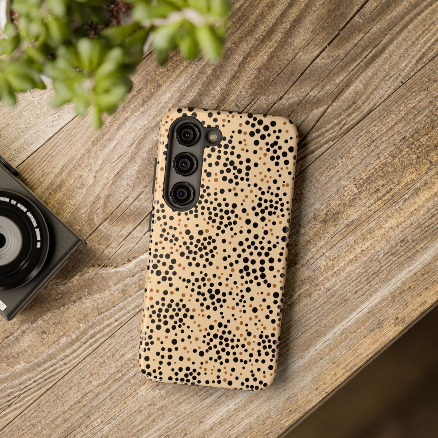 Tan and Black Dot Tough Phone Case