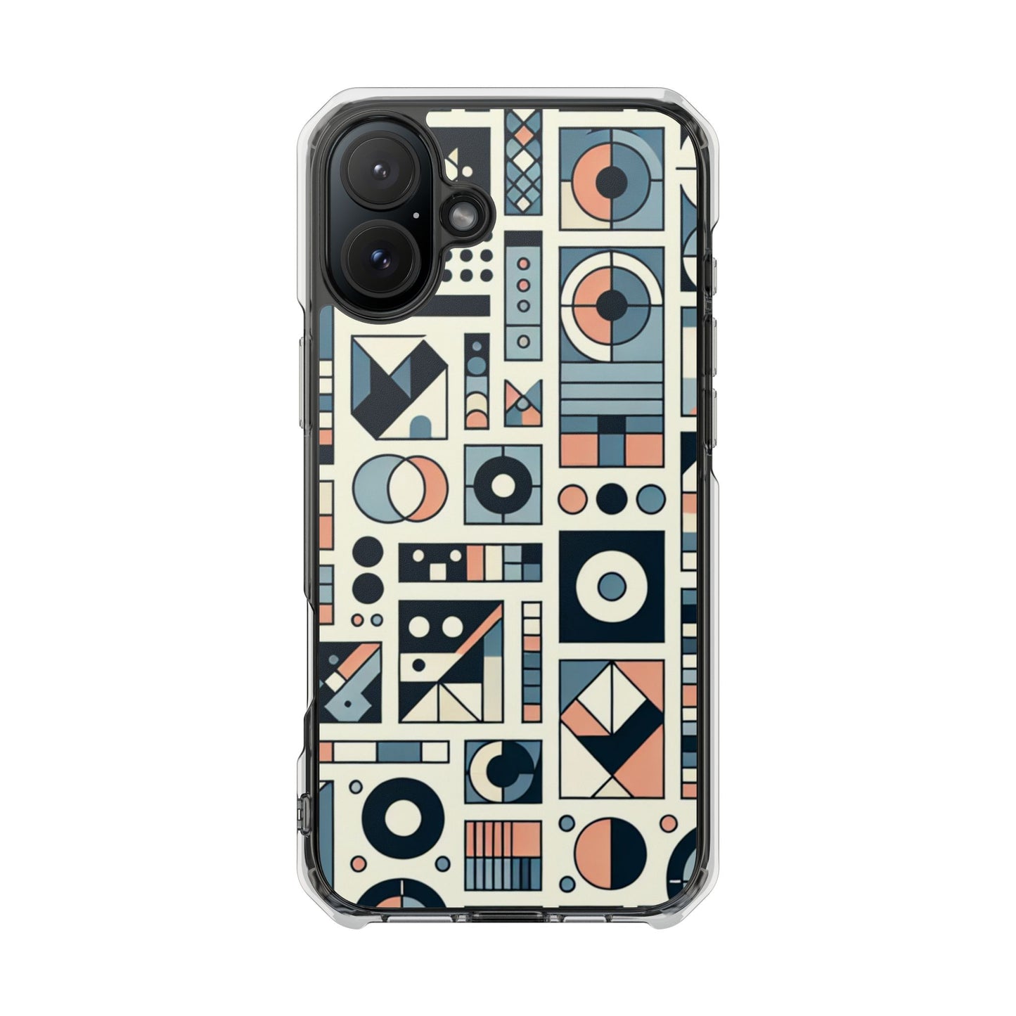 Geometric Print Magnetic Clear Impact Case for iPhone 16 15 14