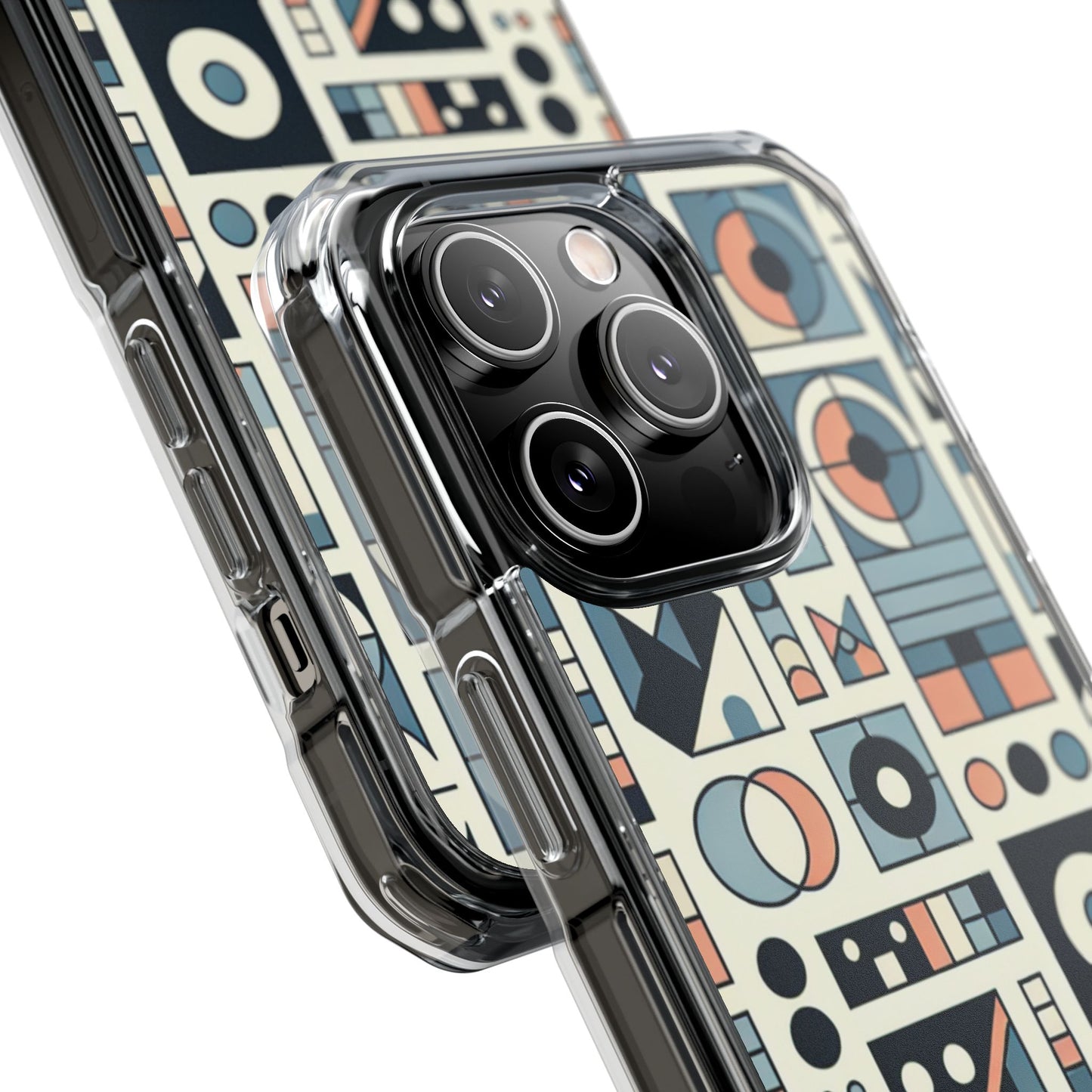 Geometric Print Magnetic Clear Impact Case for iPhone 16 15 14