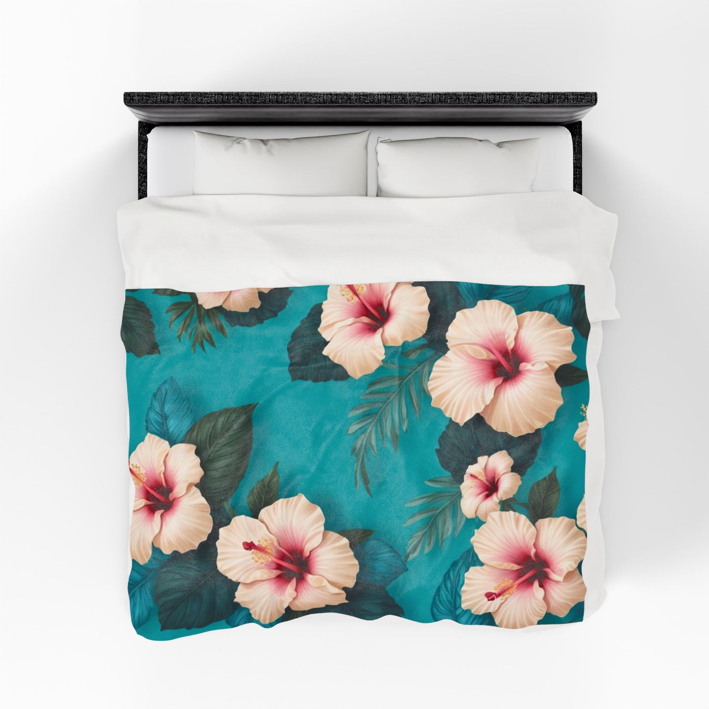 Tropical Floral Velveteen Plush Blanket - Cozy Floral Decor for Home