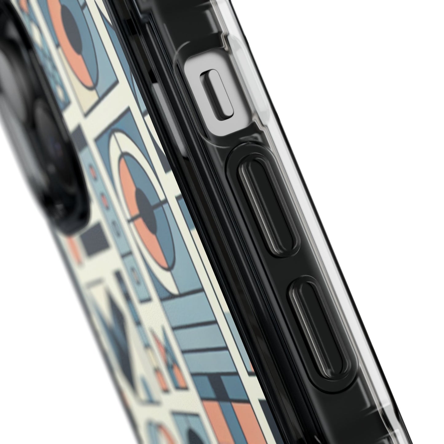Geometric Print Magnetic Clear Impact Case for iPhone 16 15 14