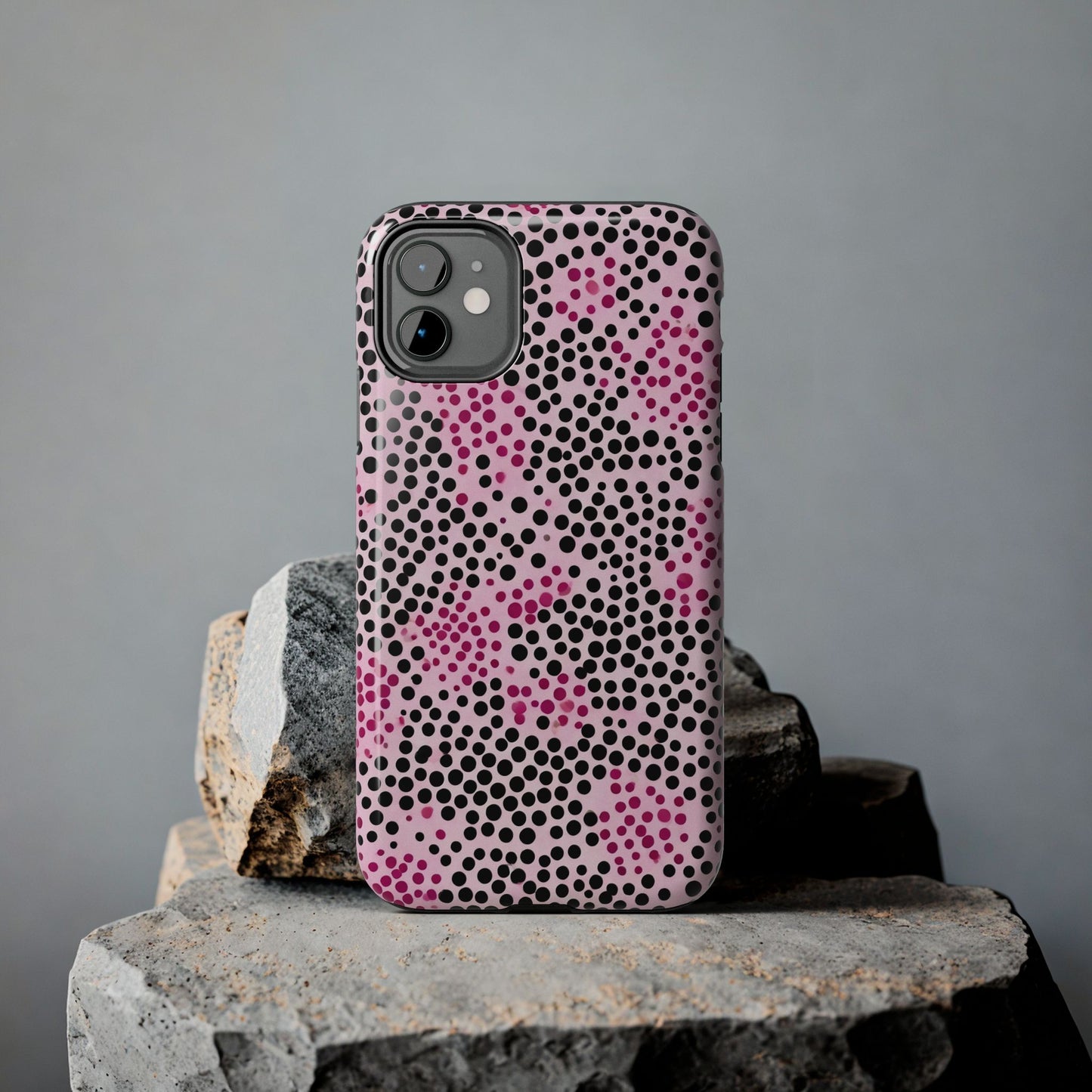 Pink and Black Dot Design Tough Phone Case