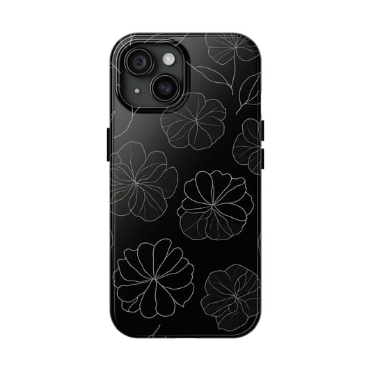Black Floral Tough Phone Case