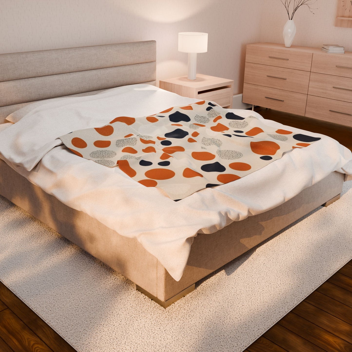 Orange Polka Dot Cozy Velveteen Blanket