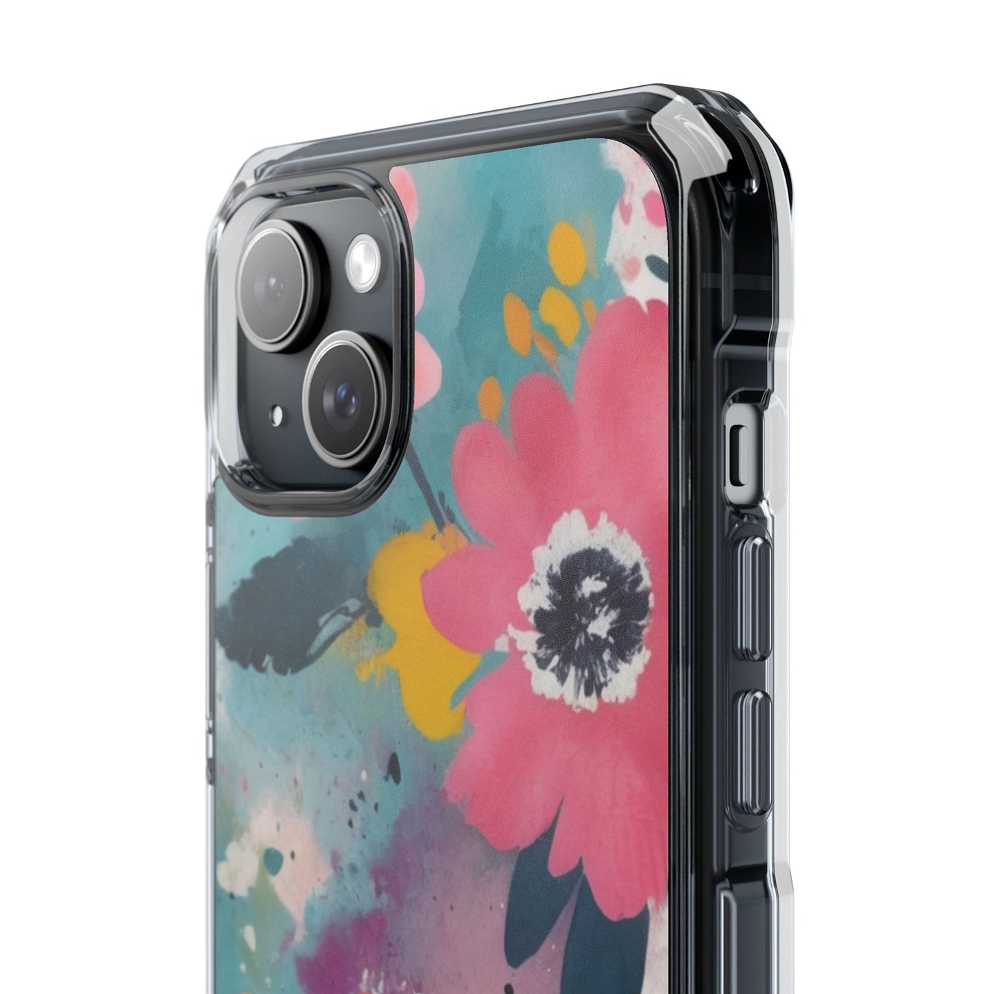 Vibrant Floral Magnetic Clear Impact Case for iPhone 16 15 14