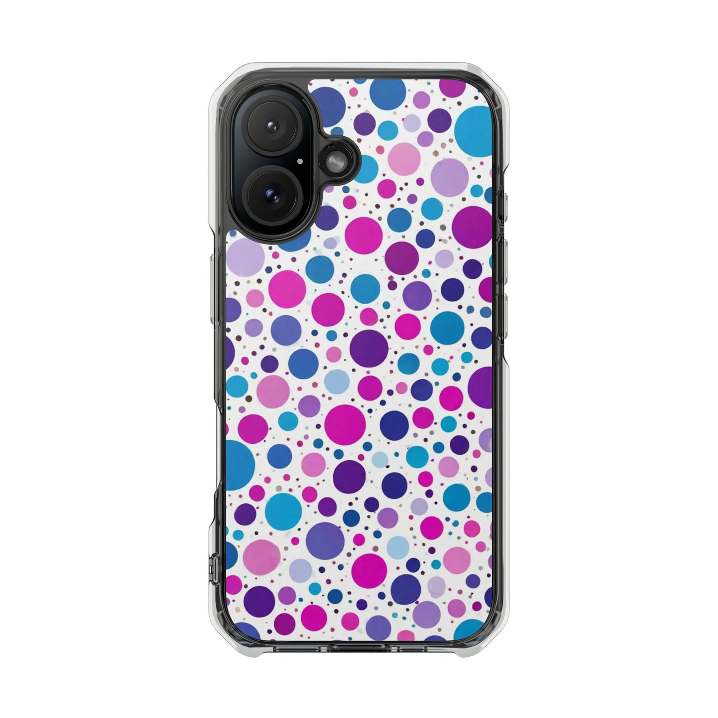 Polka Dot Design Magnetic Clear Impact Case for iPhone 16 15 14