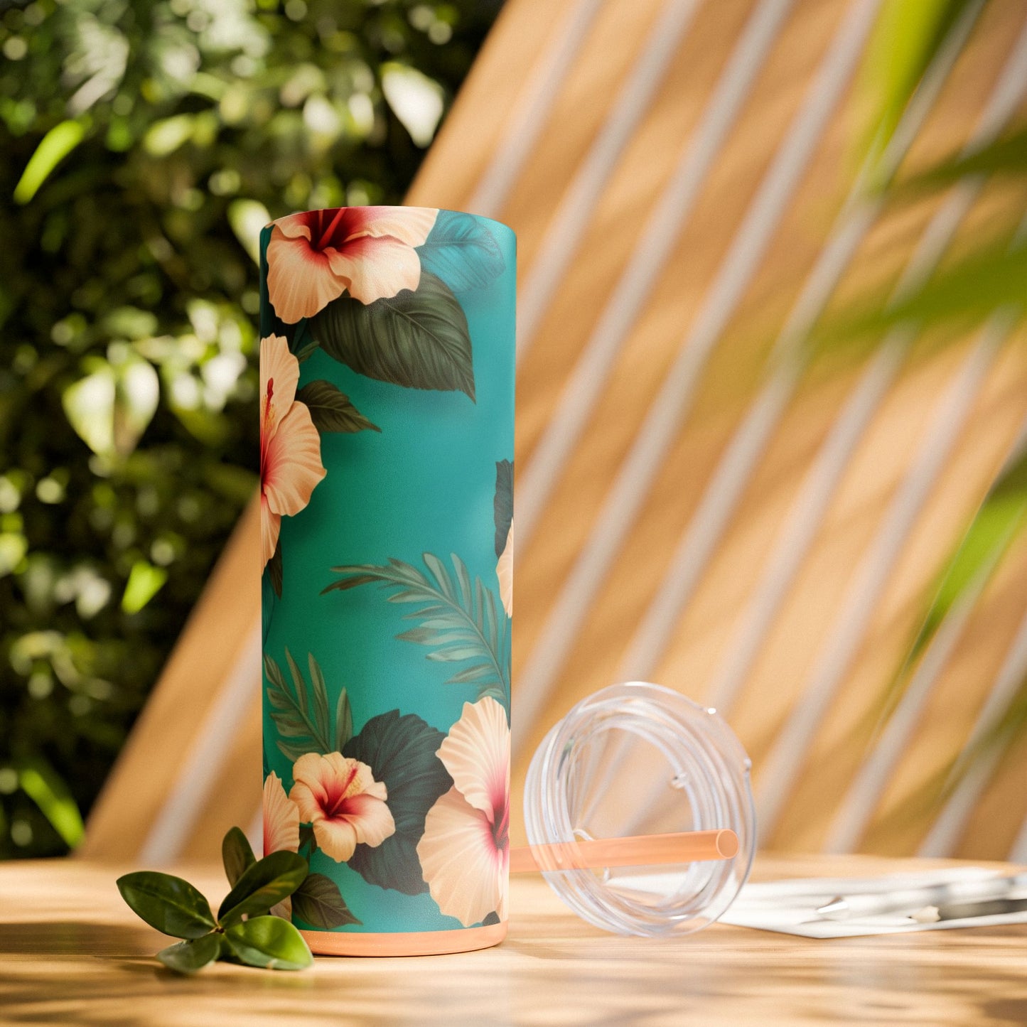 Tropical Floral Skinny Tumbler with Straw -20oz