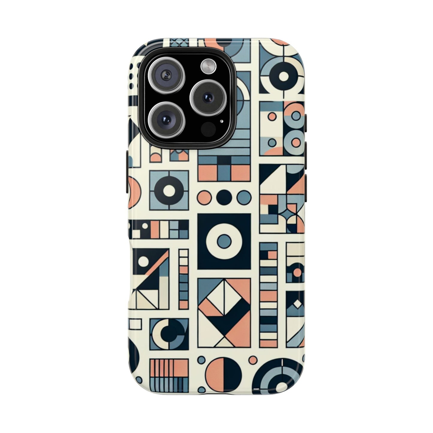 Geometric Print Tough Phone Case for iPhone 16 15 14 13 12 11 X 8 7 Samsung Galaxy S24 S23 S22 S21