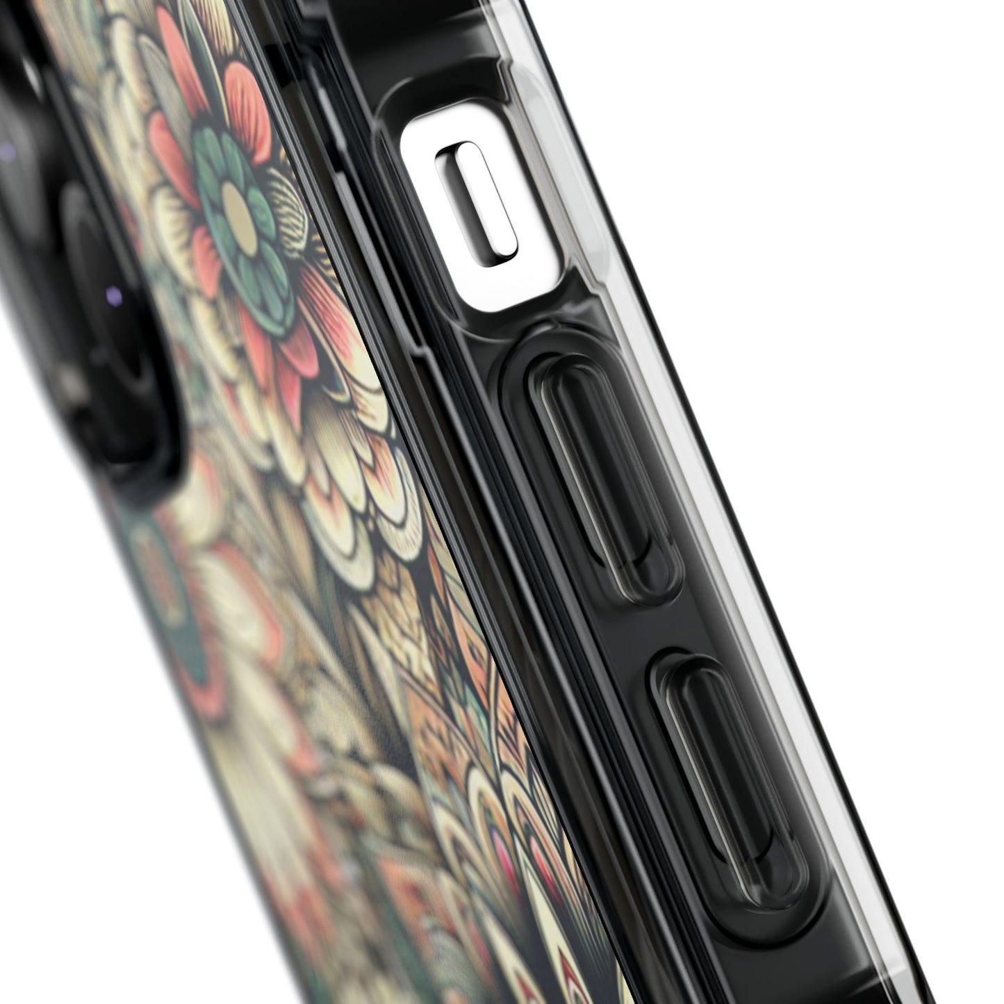 Boho Floral Magnetic Clear Impact Case for iPhone 16 15 14