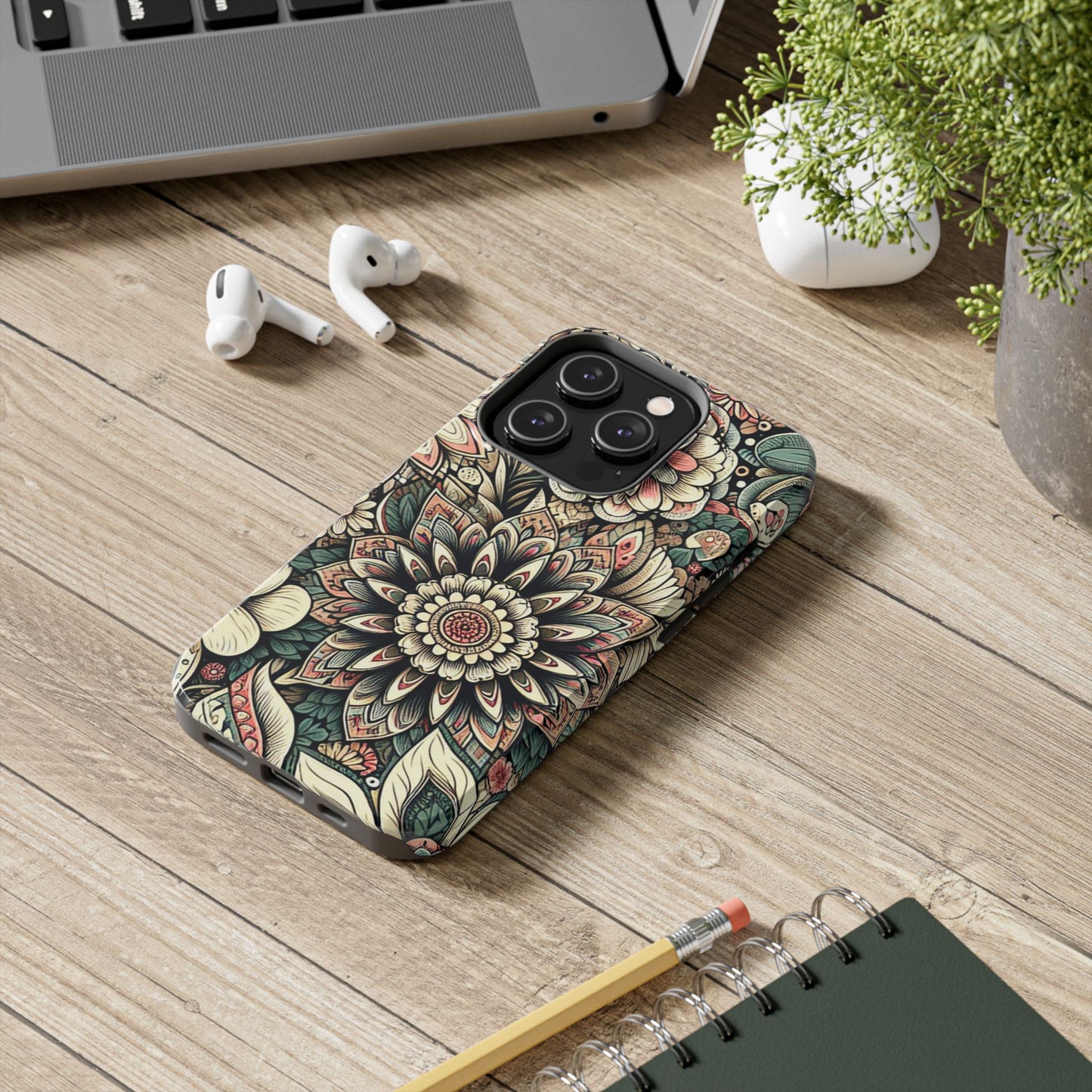 Boho Floral Tough Case for iPhone 16 15 14 13 12 11 X 8 7 Samsung Galaxy S24 S23 S22 S21