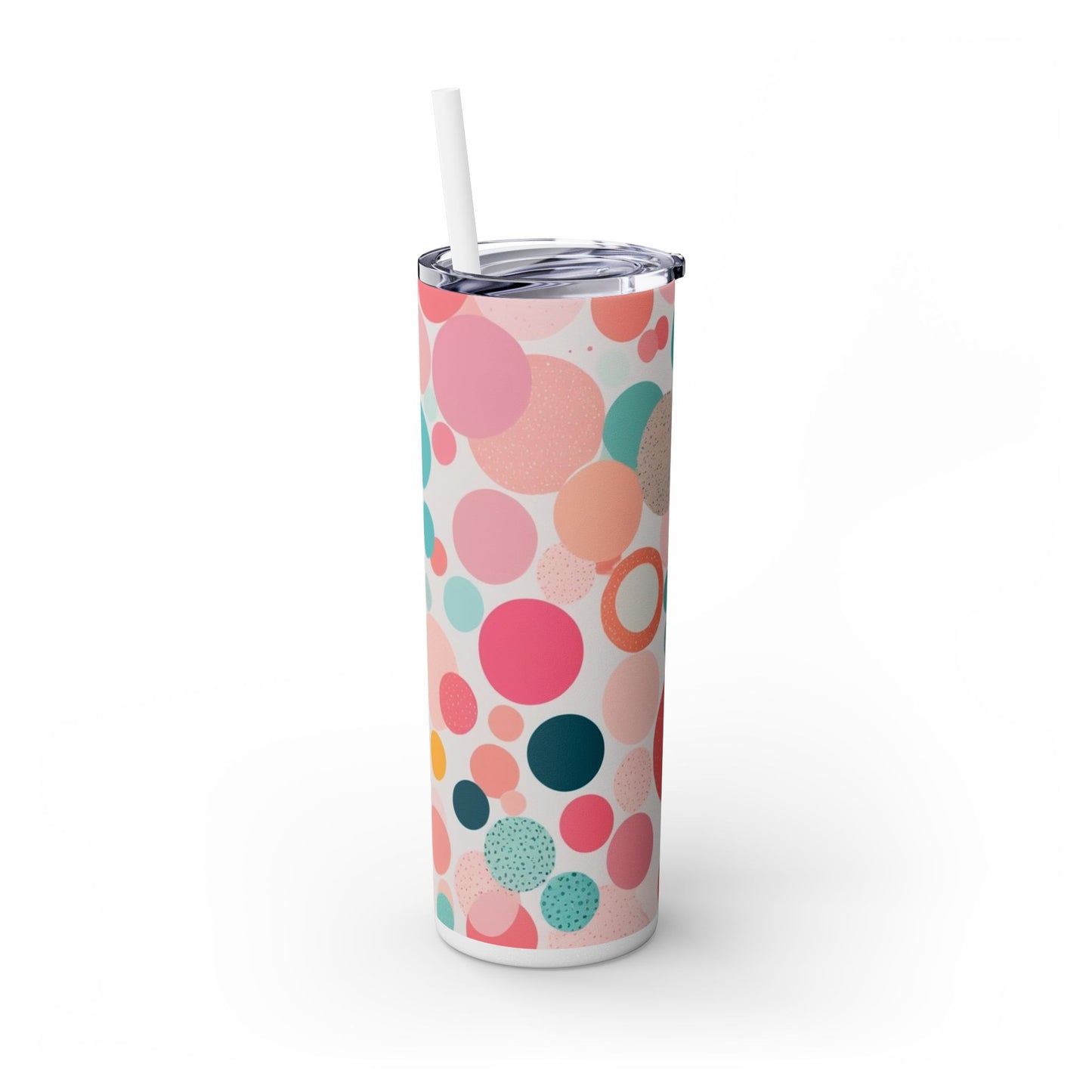 Colorful Polka Dot 20oz Skinny Tumbler with Straw - Fun & Stylish Drinkware