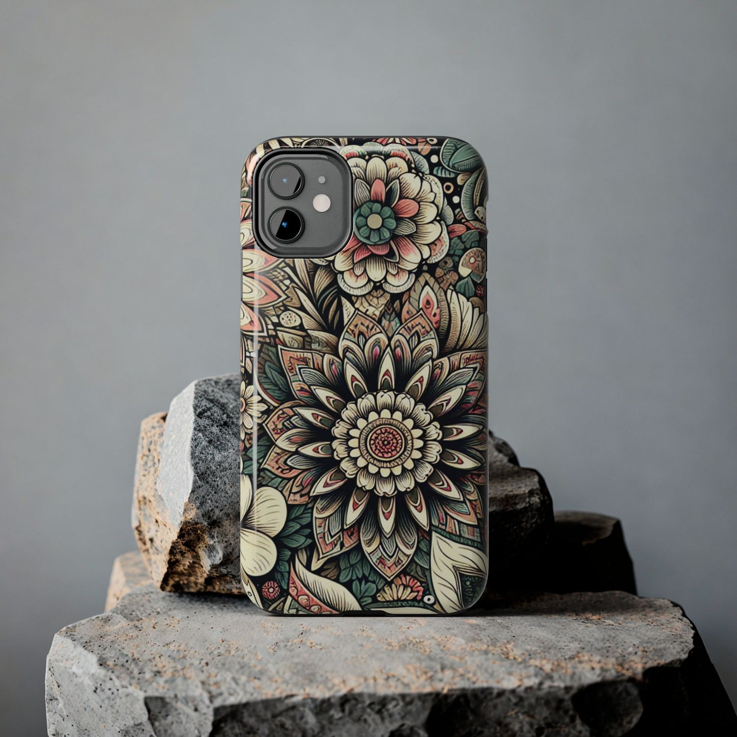 Boho Floral Tough Case for iPhone 16 15 14 13 12 11 X 8 7 Samsung Galaxy S24 S23 S22 S21
