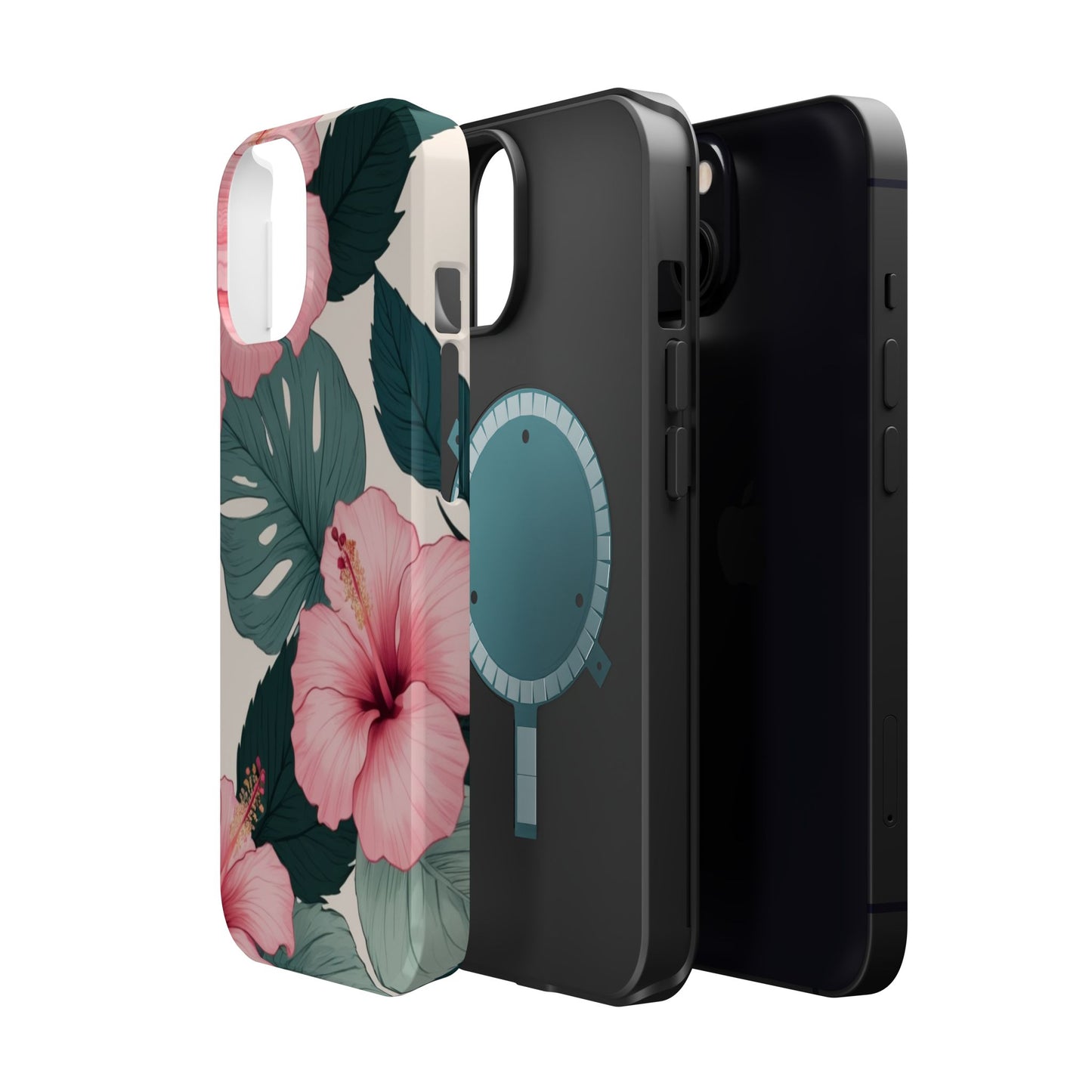Tropical Hibiscus Magnetic Tough Phone Case for iPhone 13 14 15 16 Models