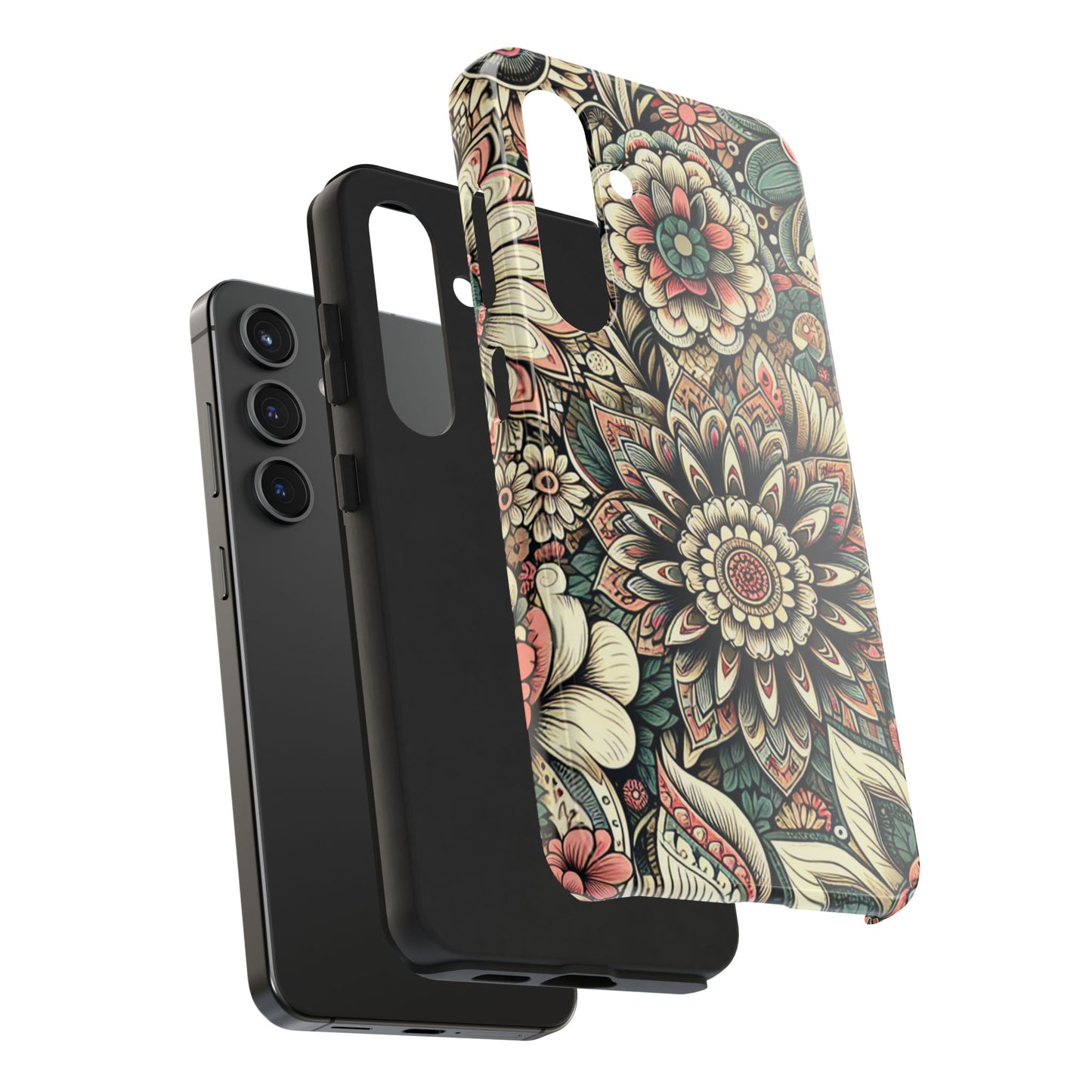 Boho Floral Tough Case for iPhone 16 15 14 13 12 11 X 8 7 Samsung Galaxy S24 S23 S22 S21