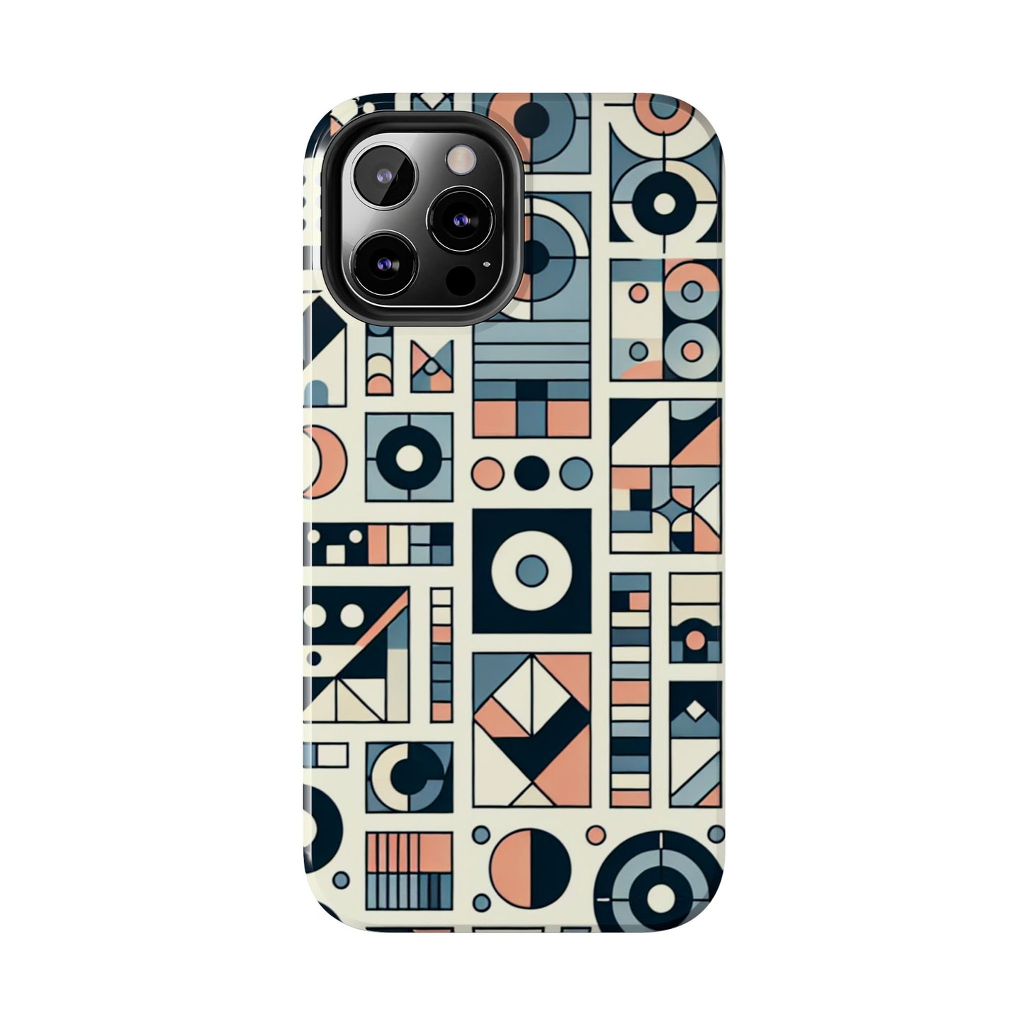 Geometric Print Tough Phone Case for iPhone 16 15 14 13 12 11 X 8 7 Samsung Galaxy S24 S23 S22 S21