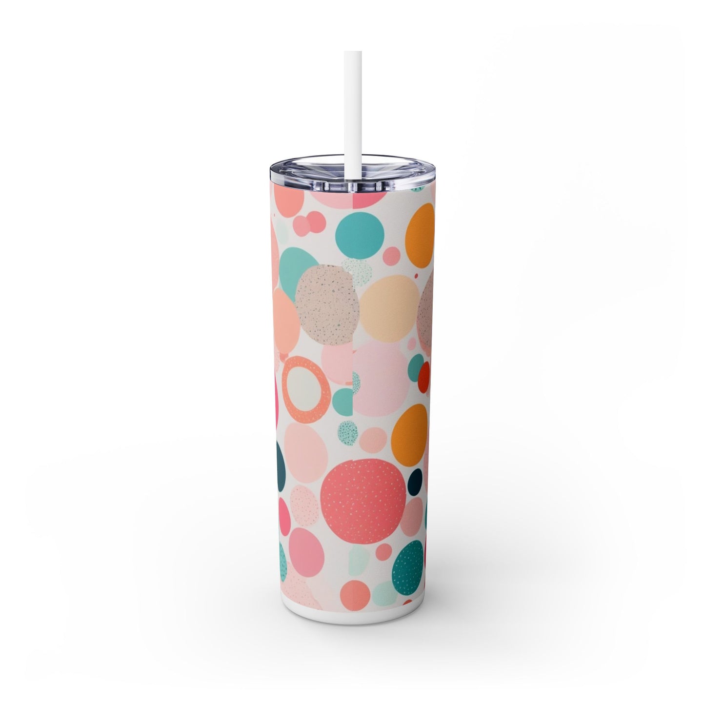 Colorful Polka Dot 20oz Skinny Tumbler with Straw - Fun & Stylish Drinkware