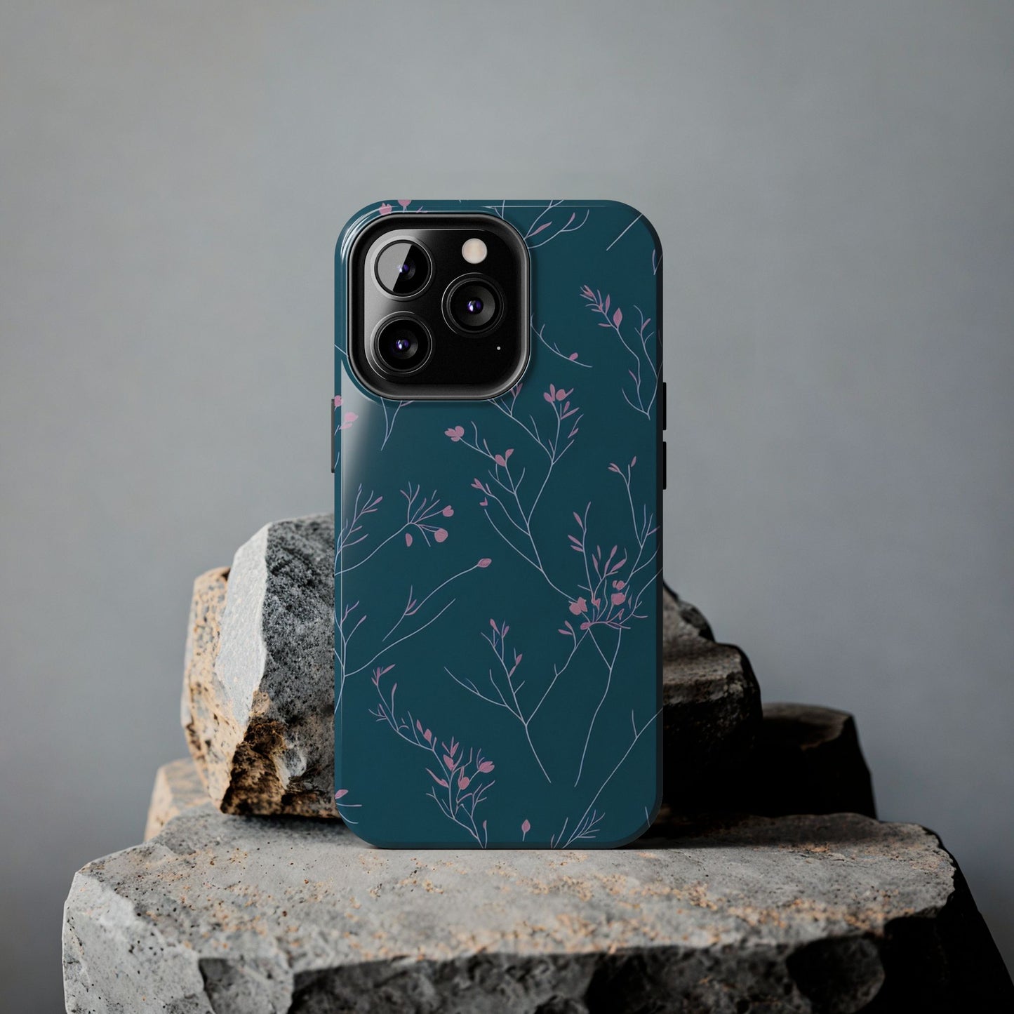 Teal Floral Tough Phone Case