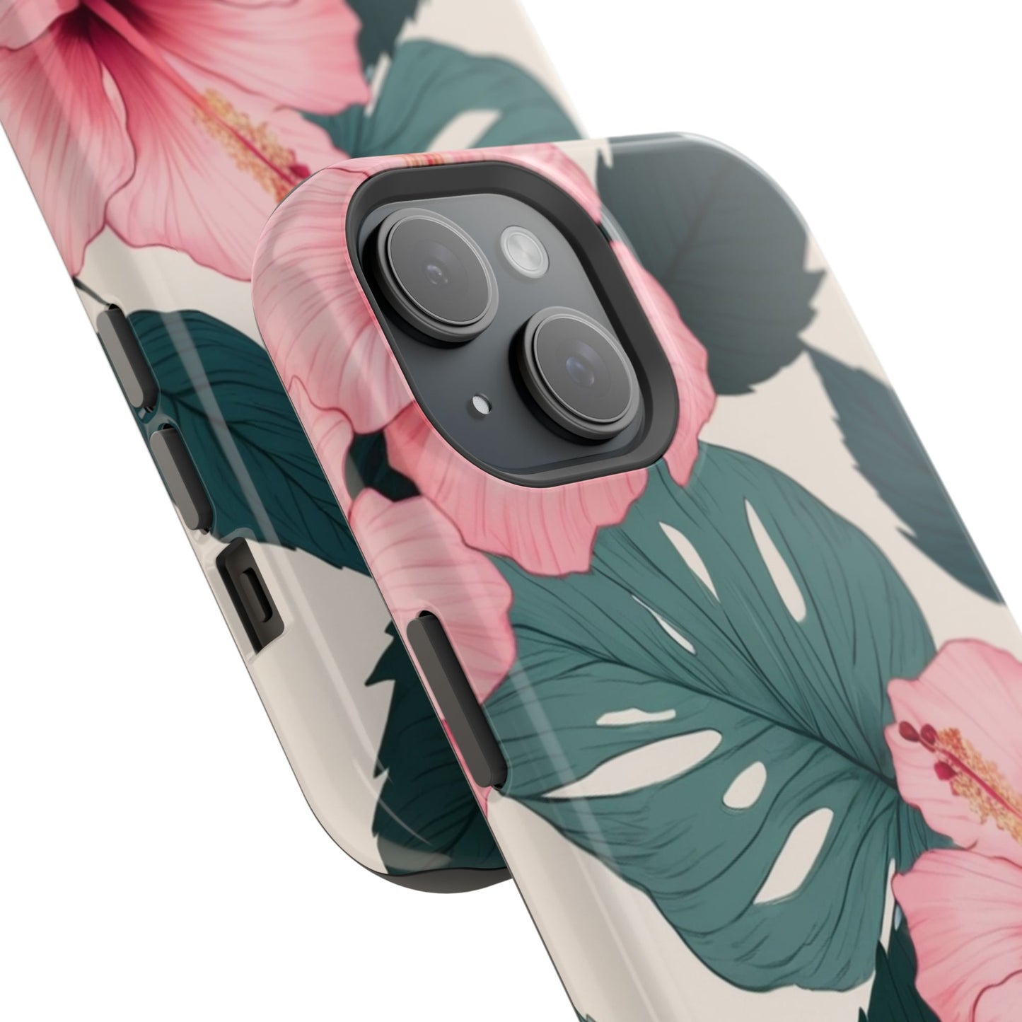 Tropical Hibiscus Magnetic Tough Phone Case for iPhone 13 14 15 16 Models