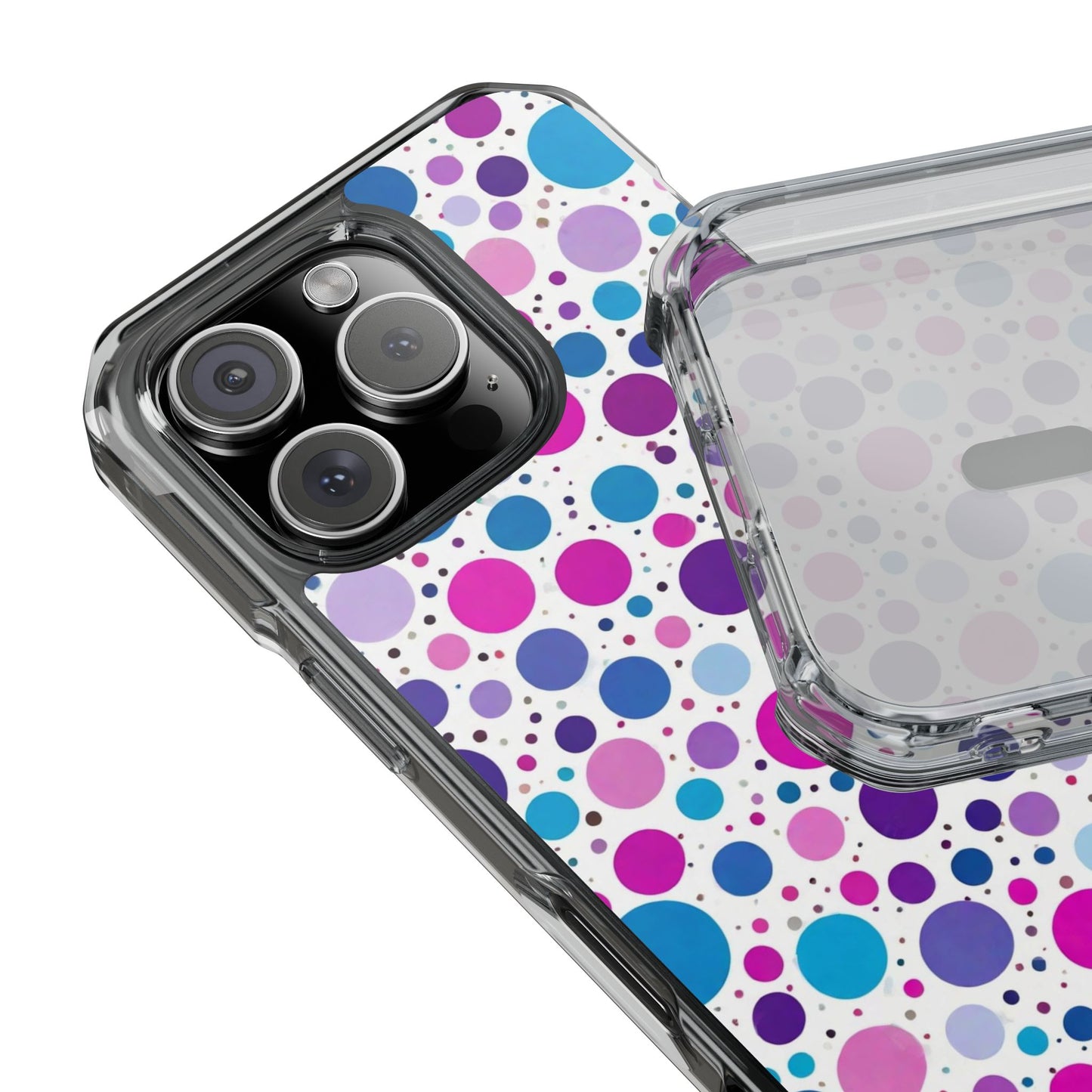 Polka Dot Design Magnetic Clear Impact Case for iPhone 16 15 14