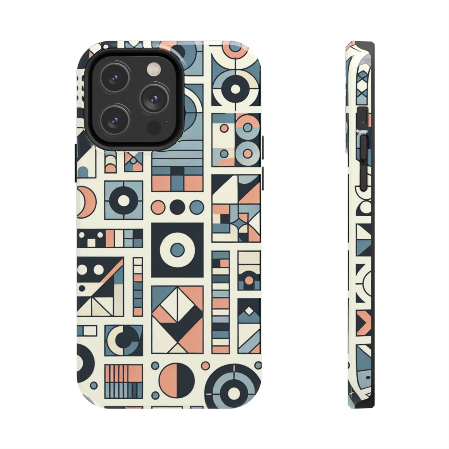 Geometric Print Tough Phone Case for iPhone 16 15 14 13 12 11 X 8 7 Samsung Galaxy S24 S23 S22 S21