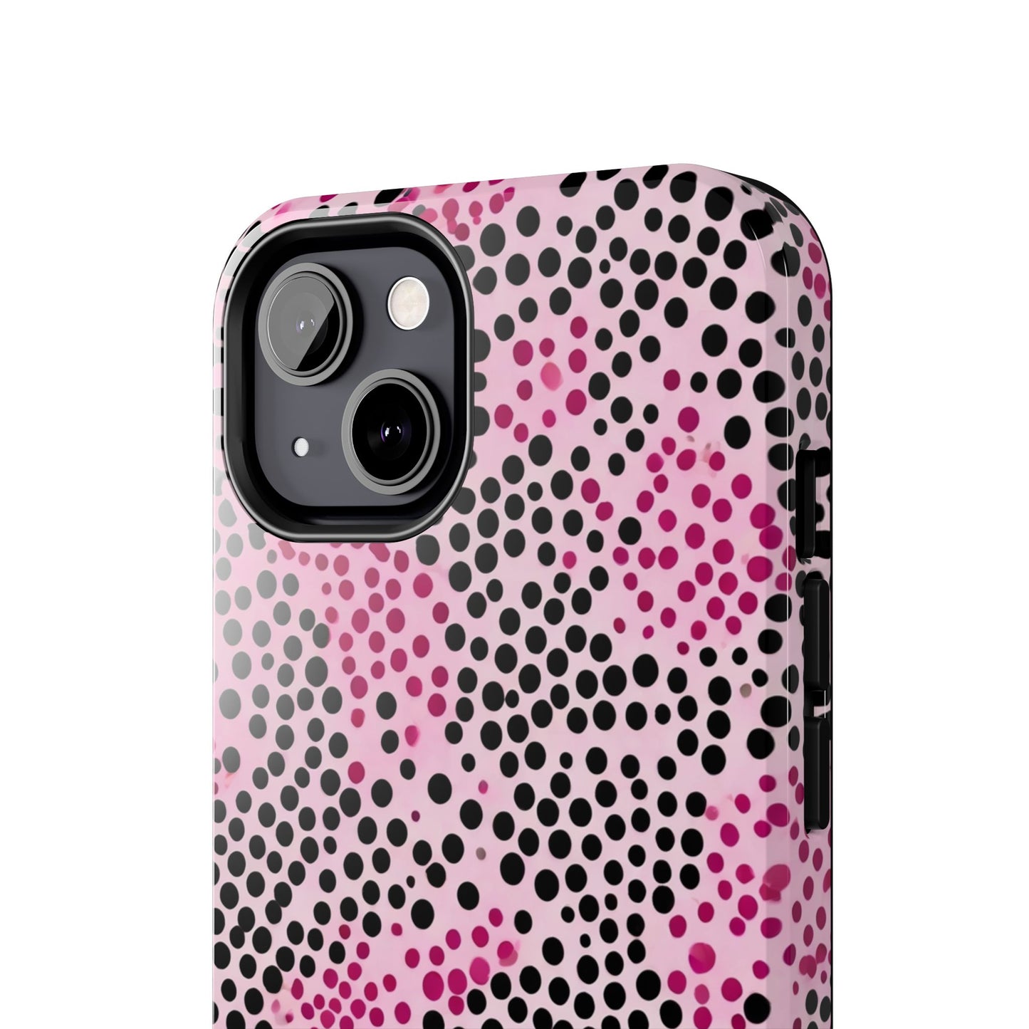 Pink and Black Dot Design Tough Phone Case