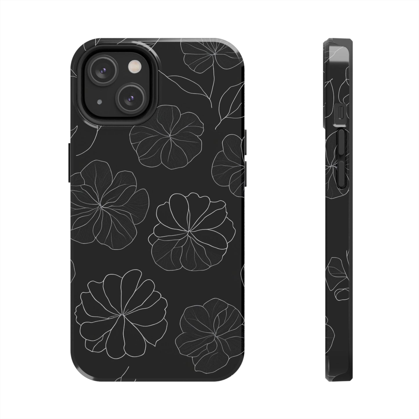 Black Floral Tough Phone Case
